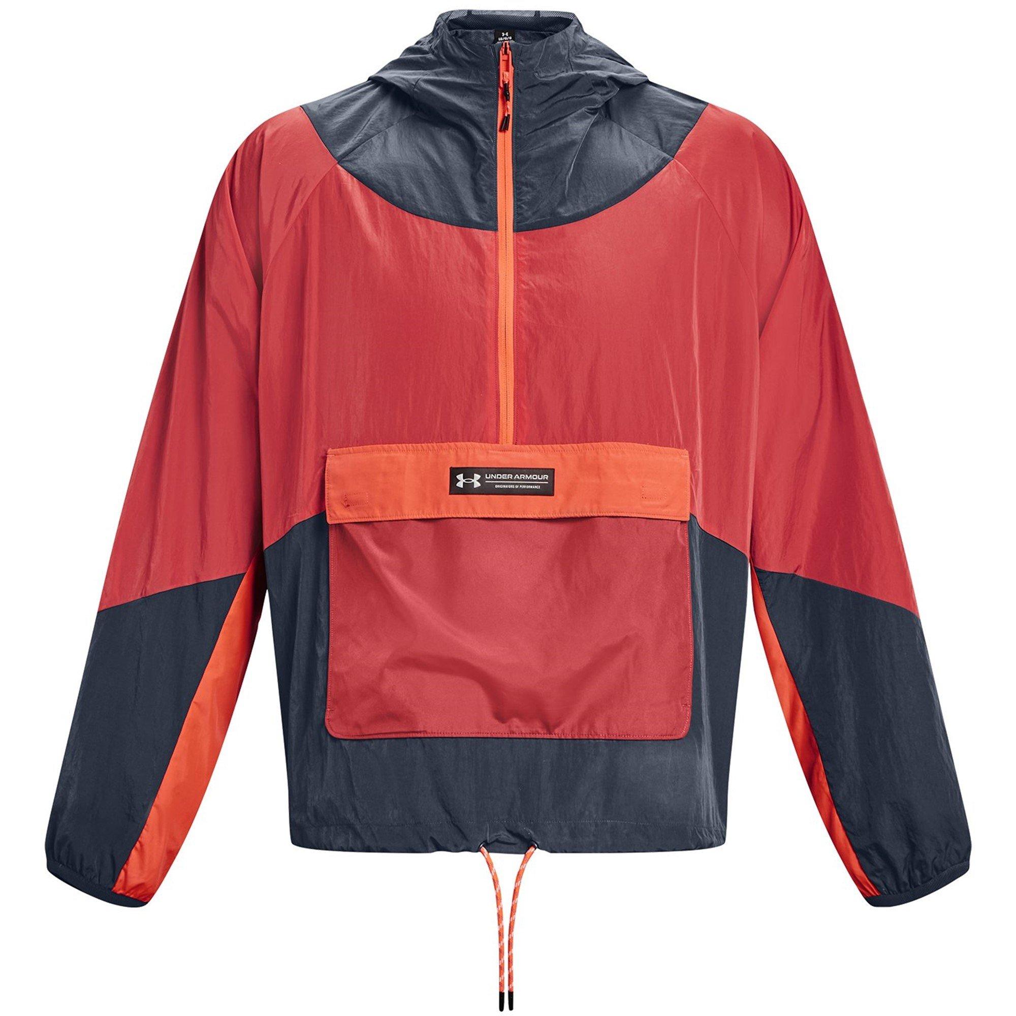 Gris/Rouge - Under Armour - Men's Rush Woven Zipped Performance Tracksuit Top - 1