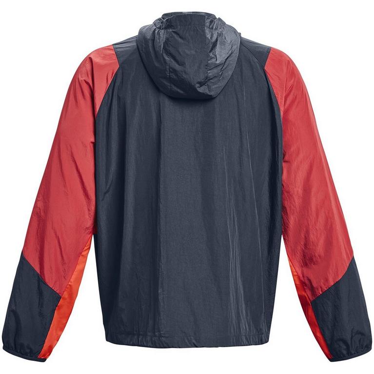 Gris/Rouge - Under Armour - Under Armour Ua Rush Woven 1/2 Zip Anorak Tracksuit Top Mens - 11