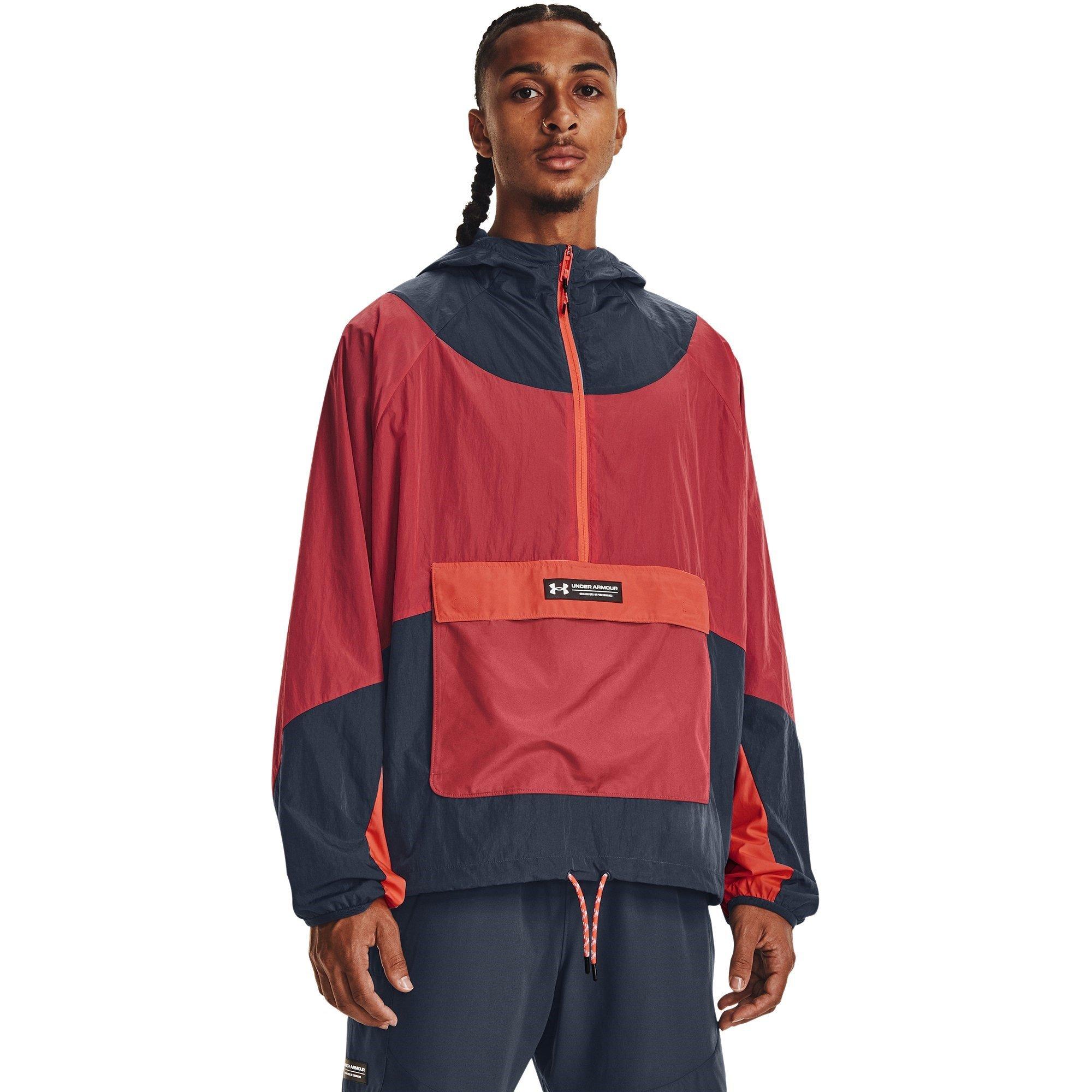 Grå/Rød - Under Armour - Rush Woven Zipped Performance Tracksuit Top - 3