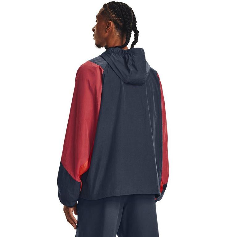 Gris/Rouge - Under Armour - Under Armour Ua Rush Woven 1/2 Zip Anorak Tracksuit Top Mens - 3