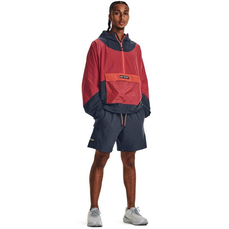 Gris/Rouge - Under Armour - Under Armour Ua Rush Woven 1/2 Zip Anorak Tracksuit Top Mens - 4