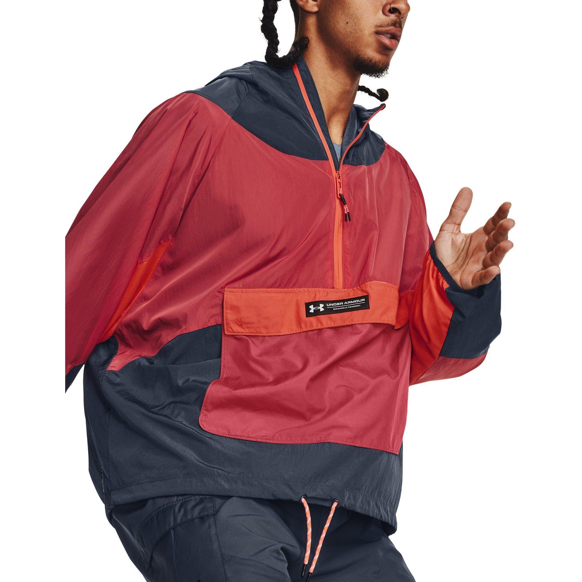 Grå/Rød - Under Armour - Rush Woven Zipped Performance Tracksuit Top - 6