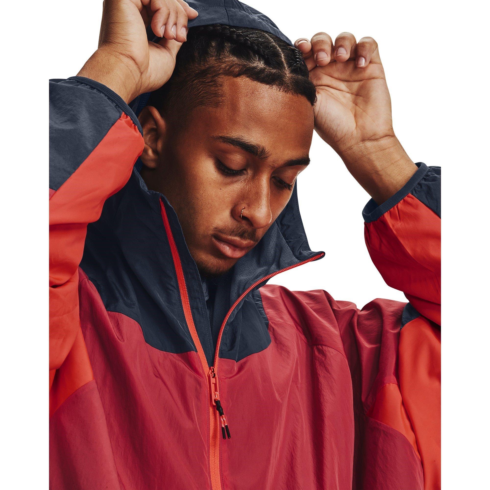 Grå/Rød - Under Armour - Rush Woven Zipped Performance Tracksuit Top - 9