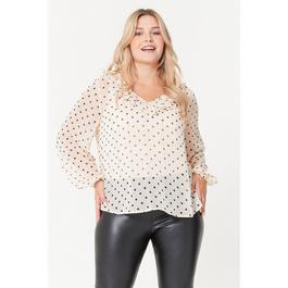 Be You Ladies Ruffle Neck Spot Blouse