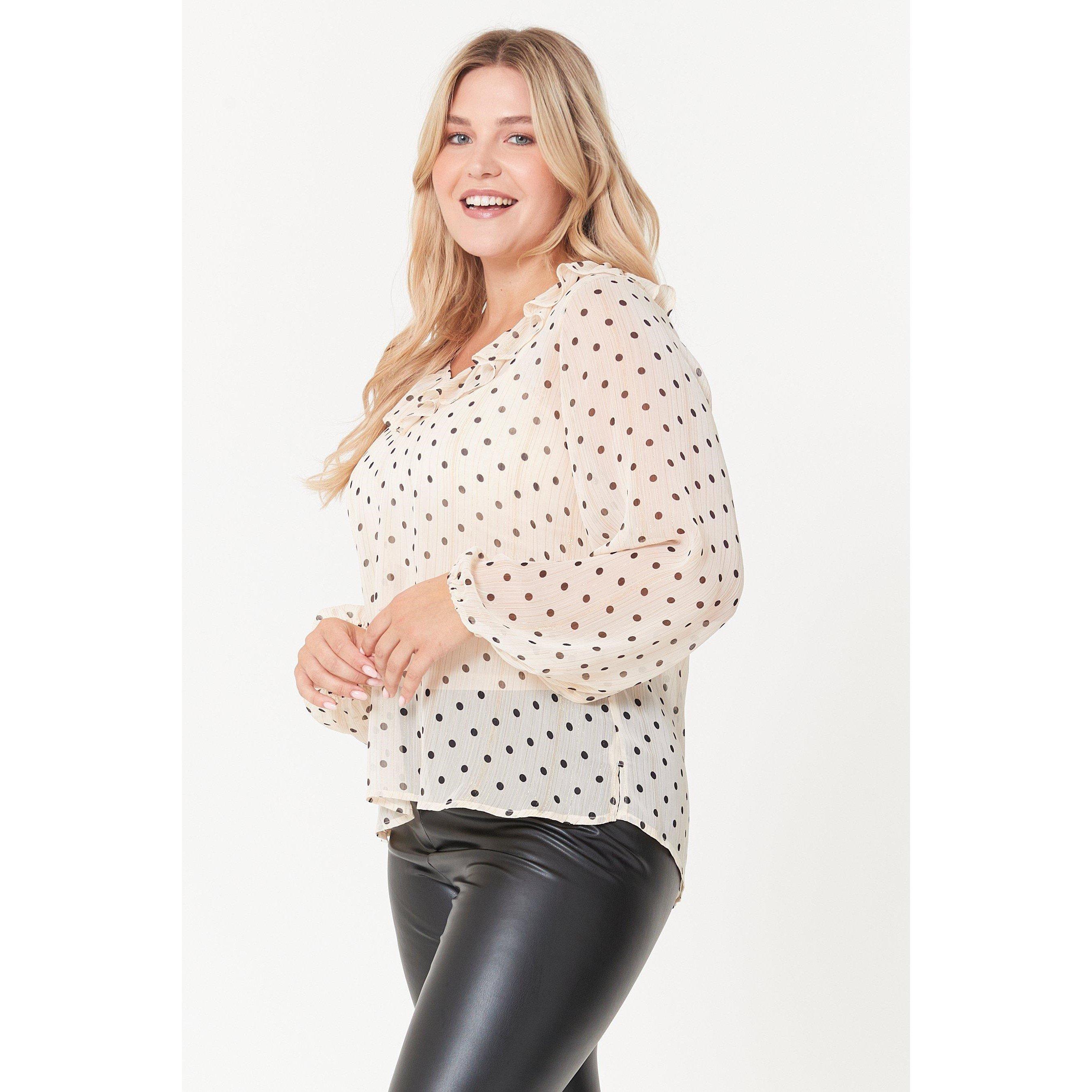 Cream Spot - Be You - Ruffle Neck Spot Blouse - 2