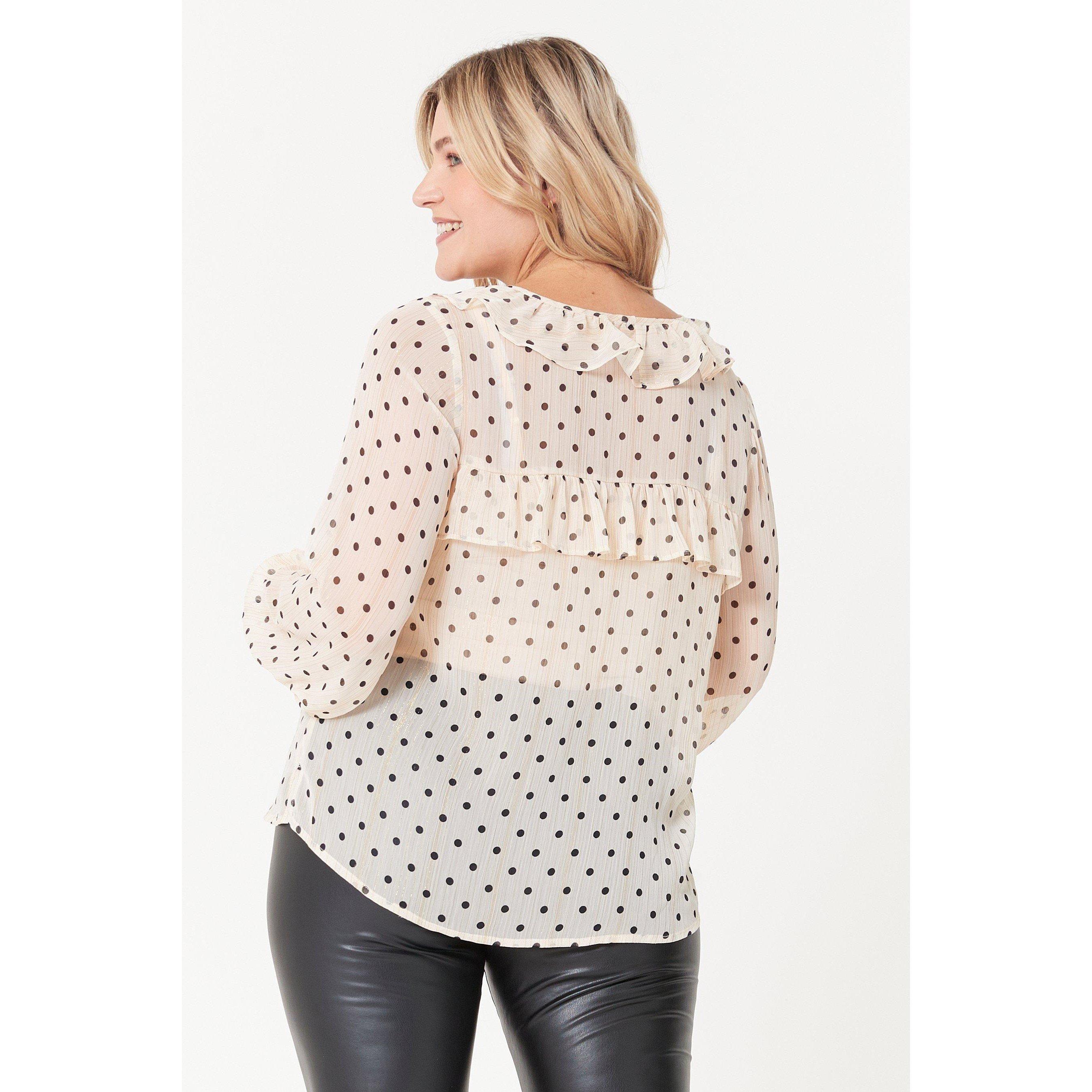 Cream Spot - Be You - Ruffle Neck Spot Blouse - 3