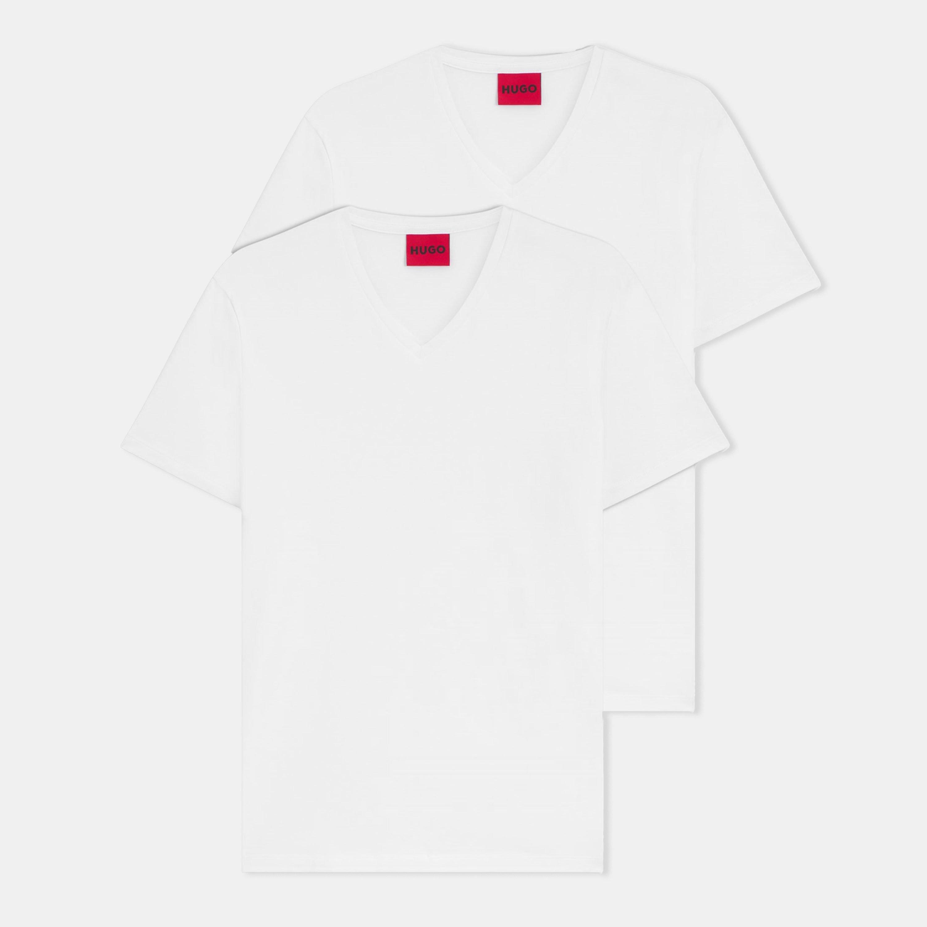 Hugo Short Sleeve V Neck T Shirt - White - XS