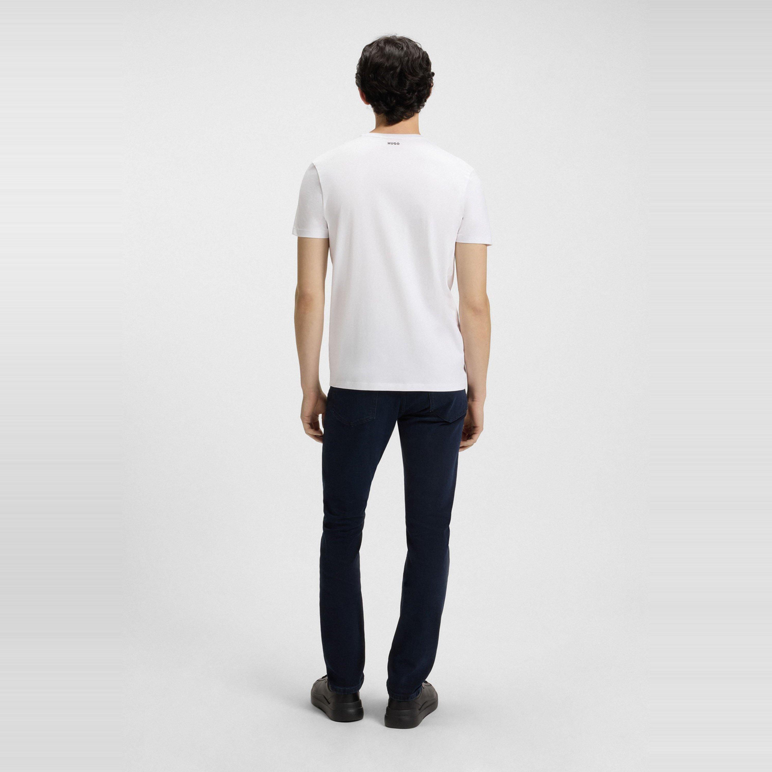 White - Hugo - Short Sleeve V Neck T Shirt - 3
