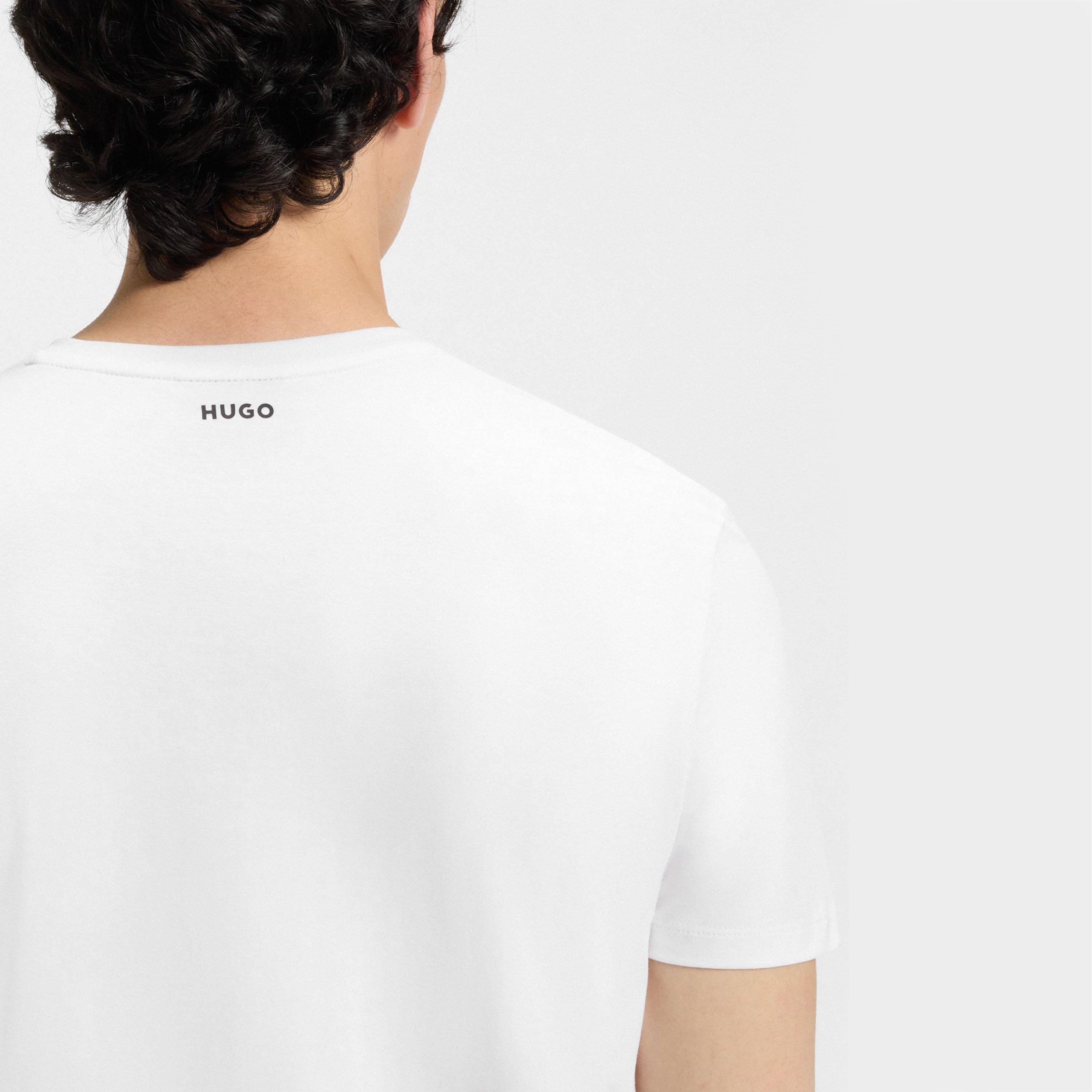 White - Hugo - Short Sleeve V Neck T Shirt - 4
