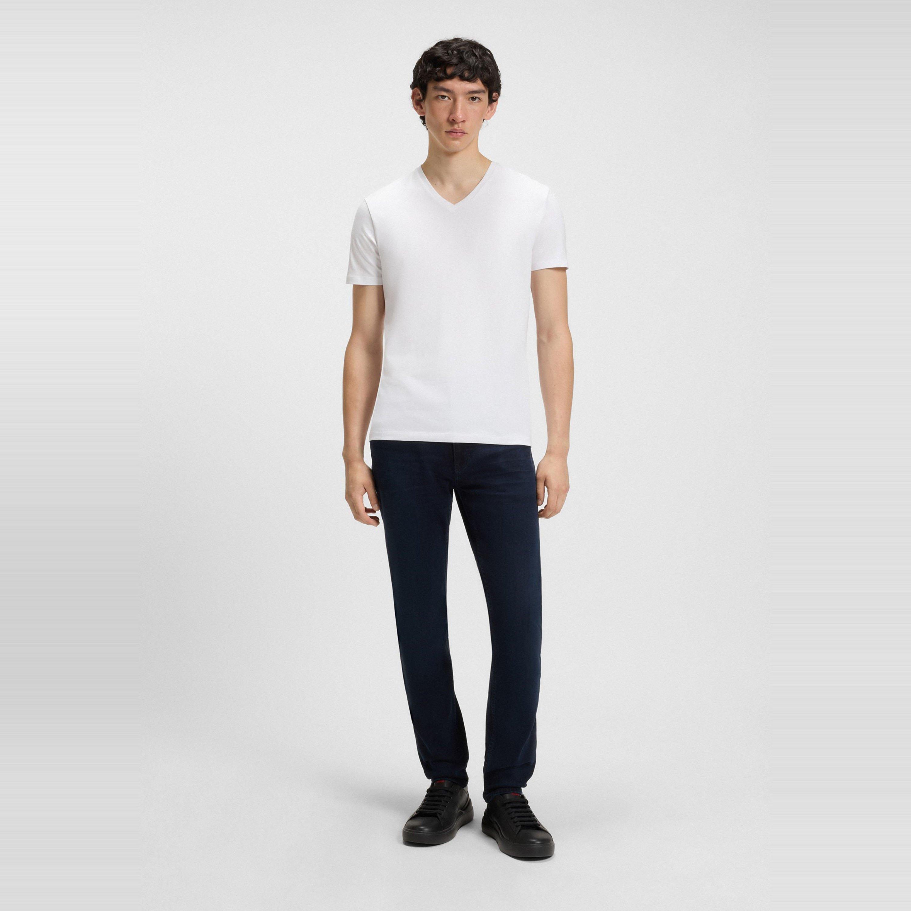 White - Hugo - Short Sleeve V Neck T Shirt - 5