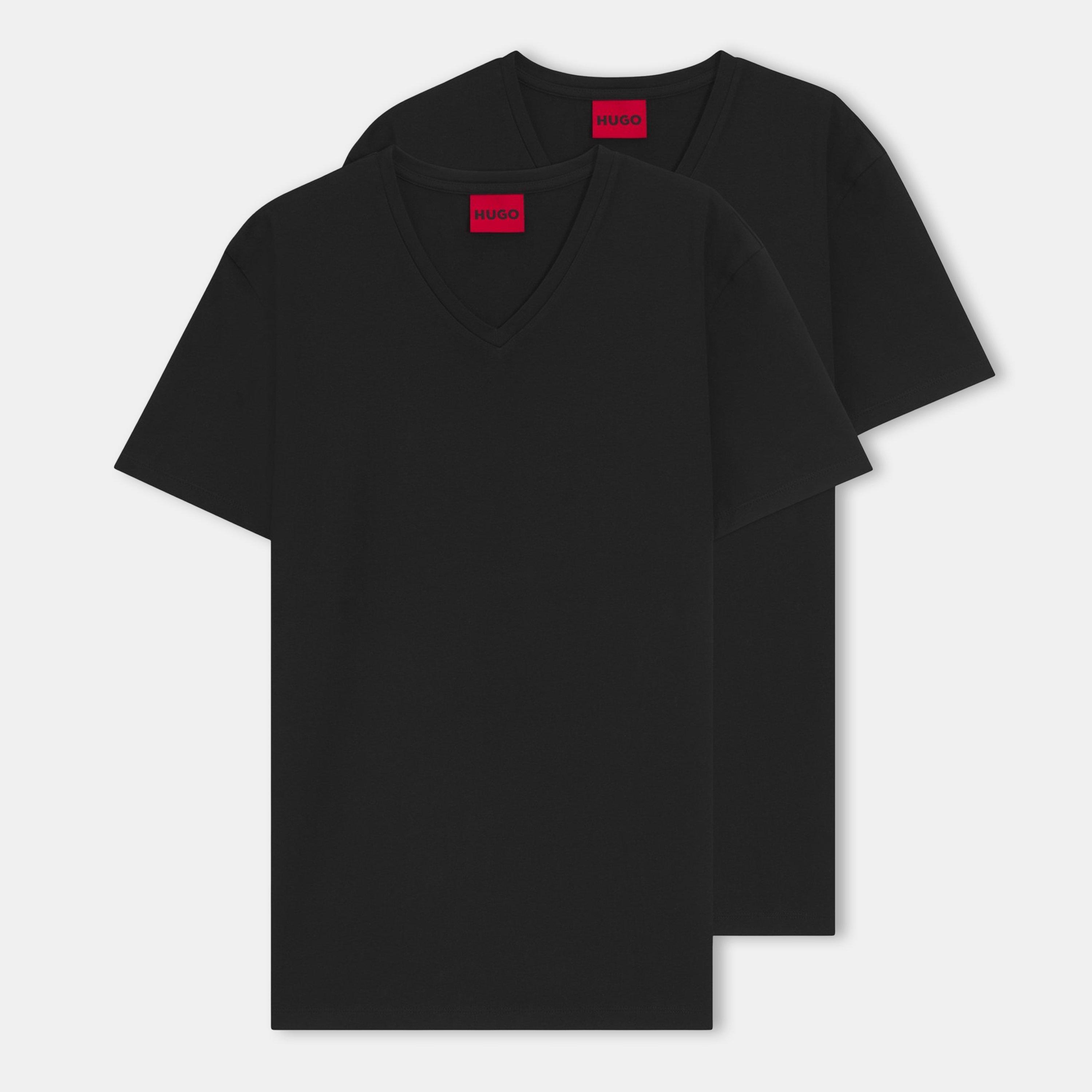 Hugo Short Sleeve V Neck T Shirt - Black - XS