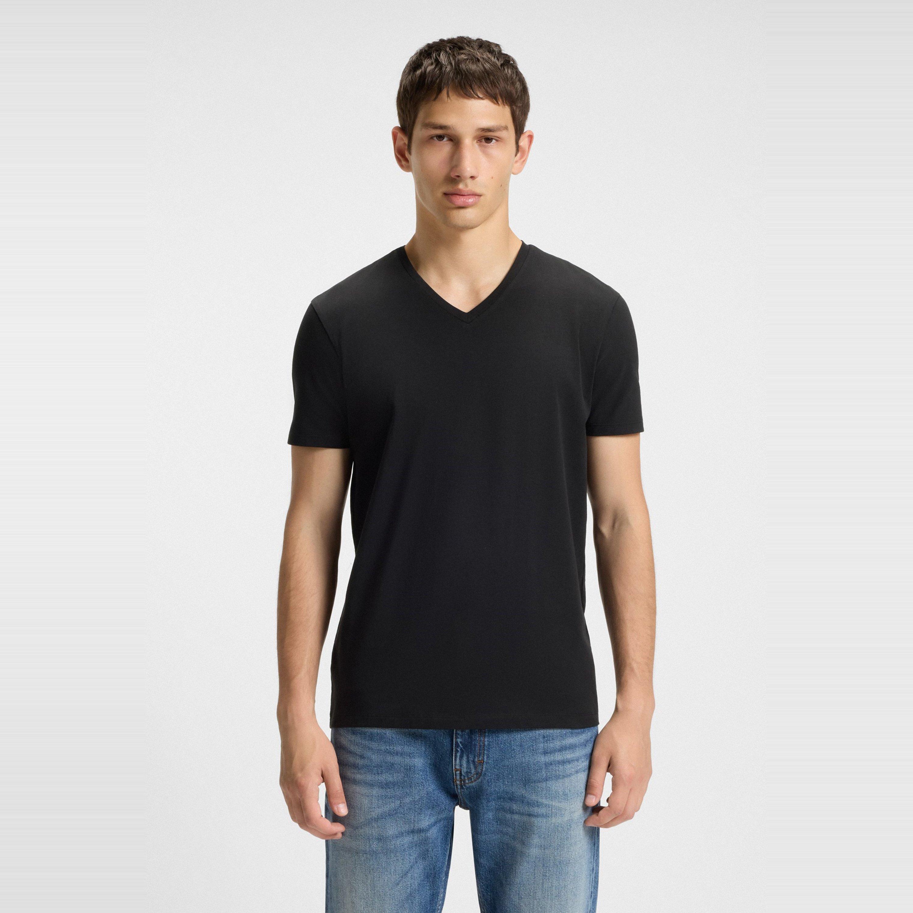 Black - Hugo - Short Sleeve V Neck T Shirt - 2