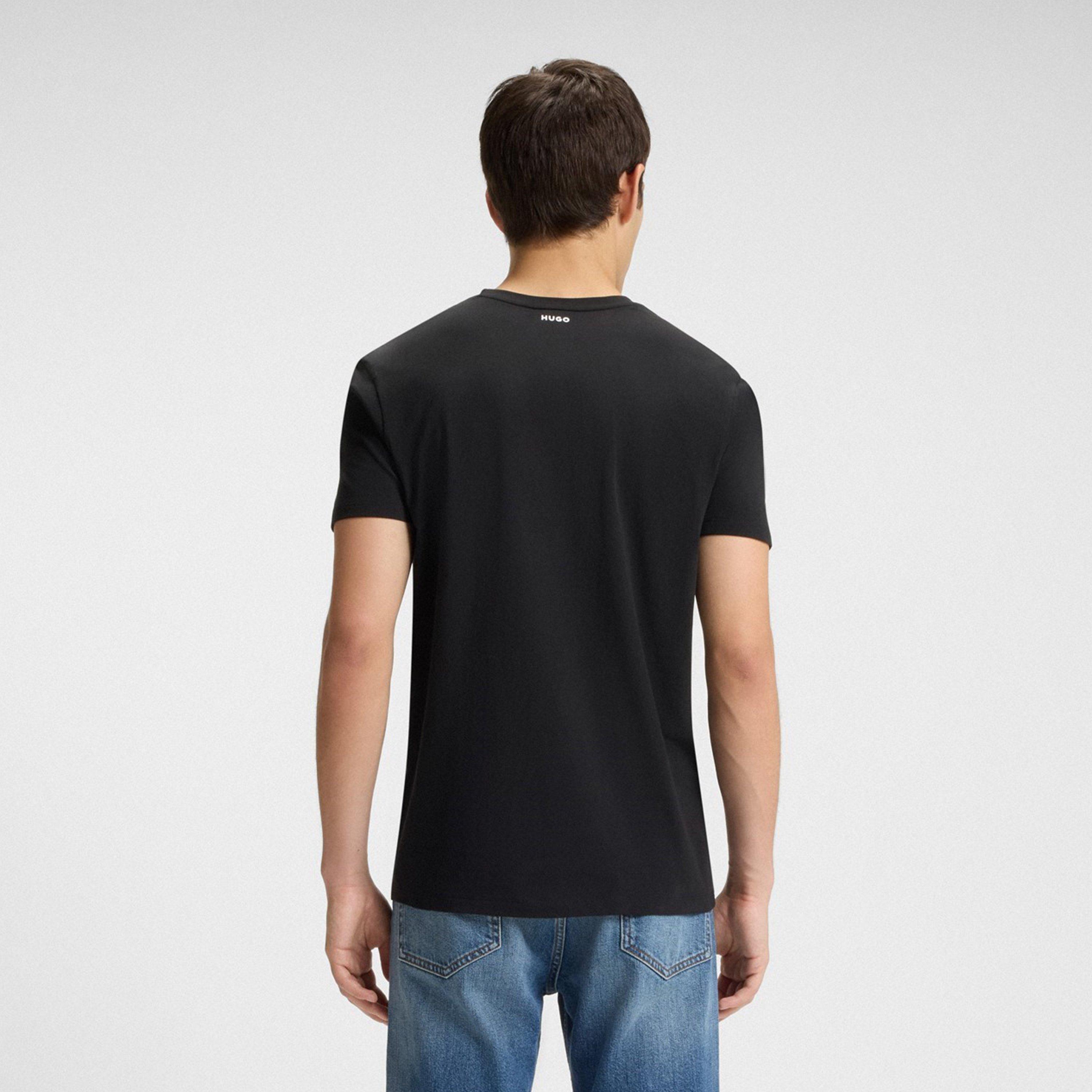 Black - Hugo - Short Sleeve V Neck T Shirt - 3