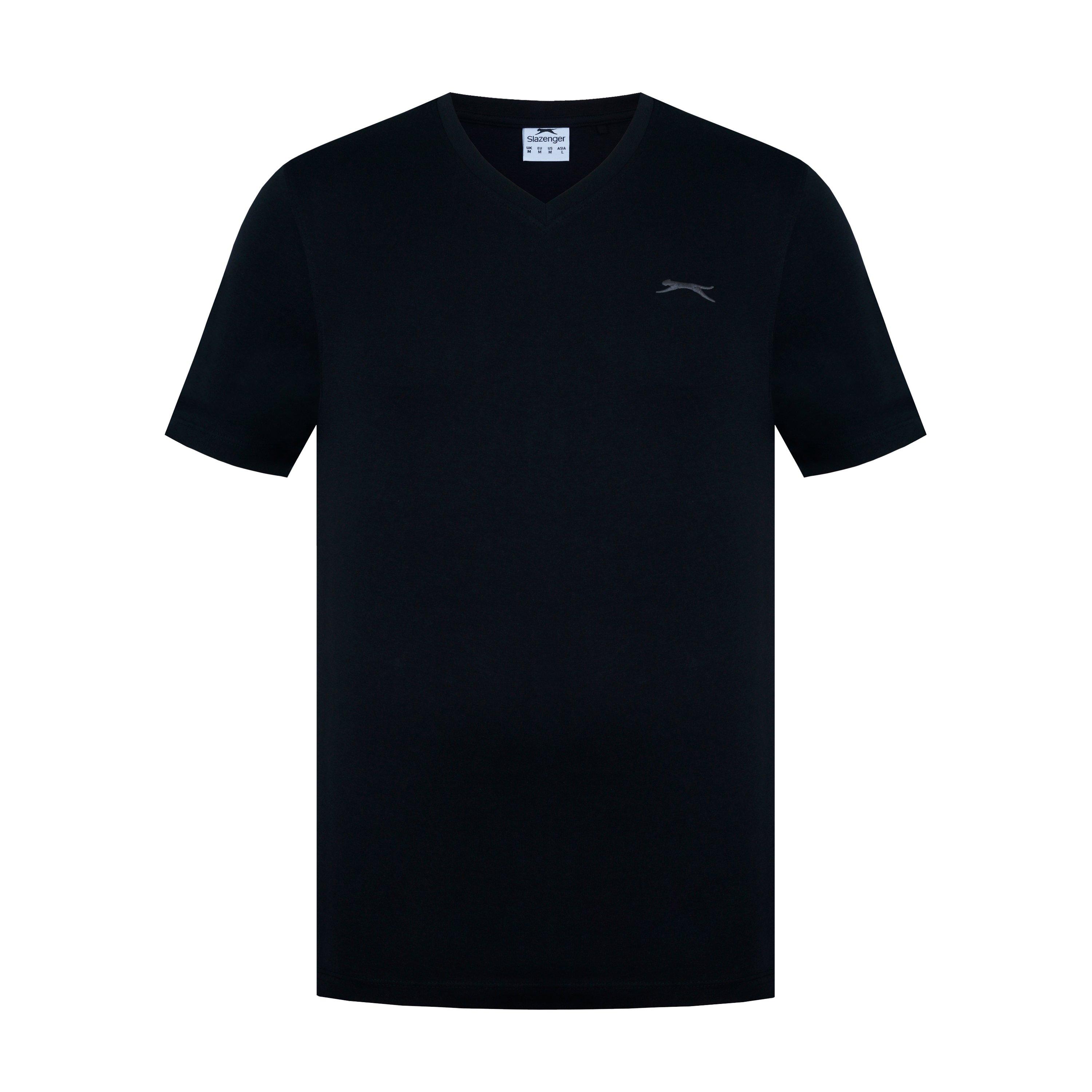 Slazenger Men's V Neck T Shirt - Black - XS