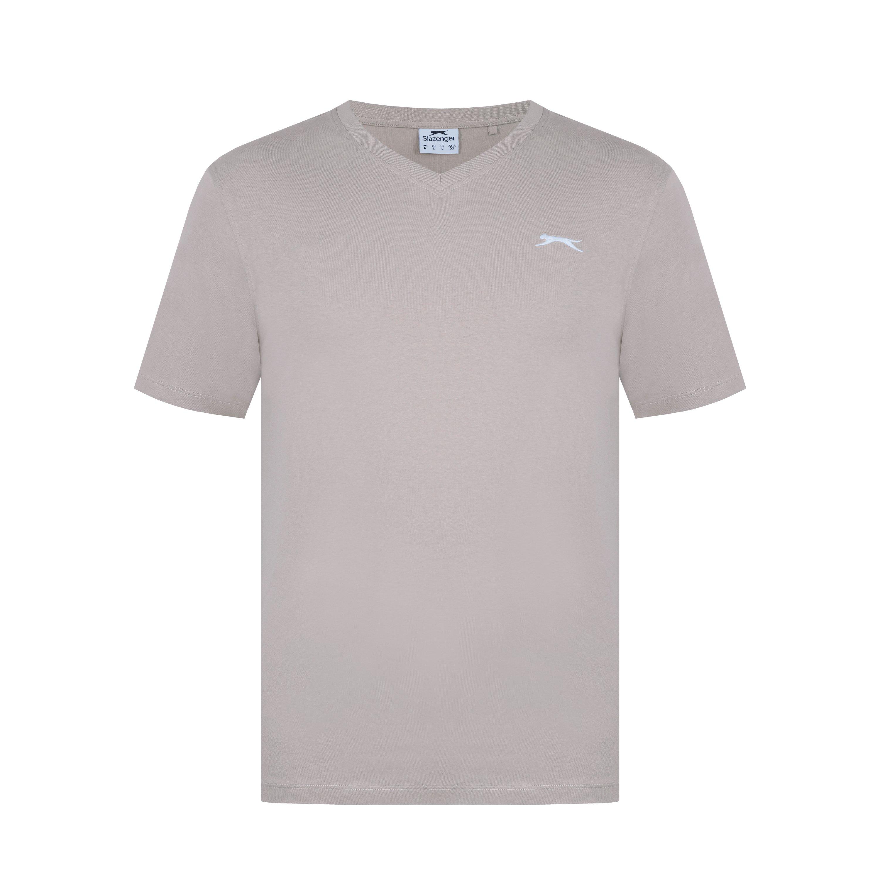 Slazenger Men's V Neck T Shirt - Oat - L