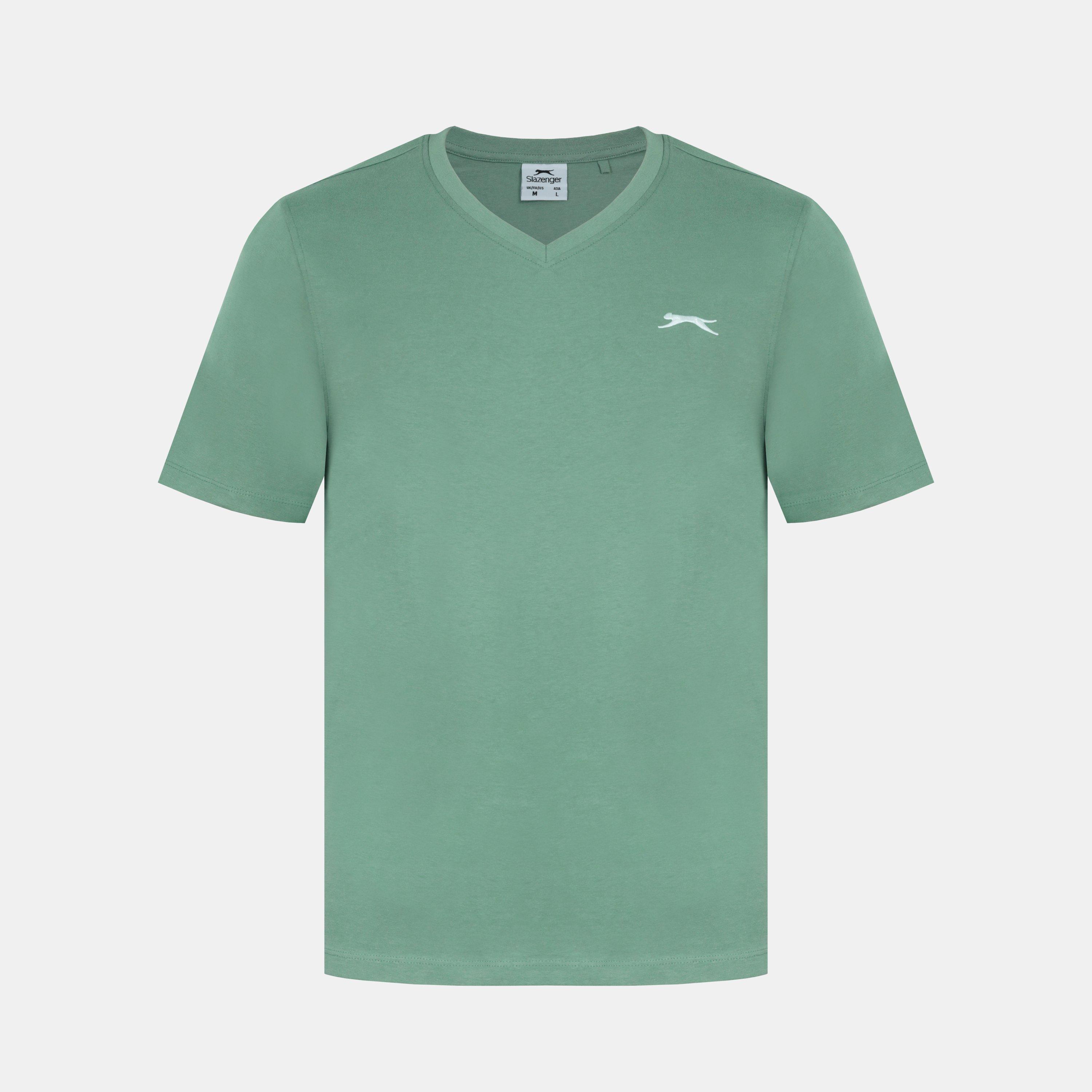 Slazenger Men's V Neck T Shirt - Light Green - XL