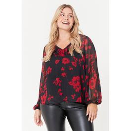 Be You Ruffle Ruffle Neck Floral Blouse