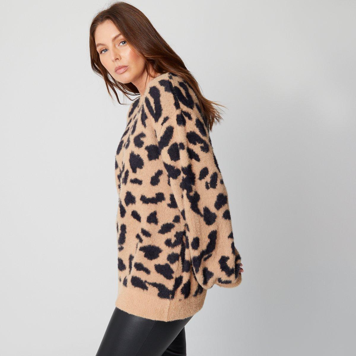 Castanho - Be You - Premium Eyelash Animal Brown Crew Neck Jumper - 4