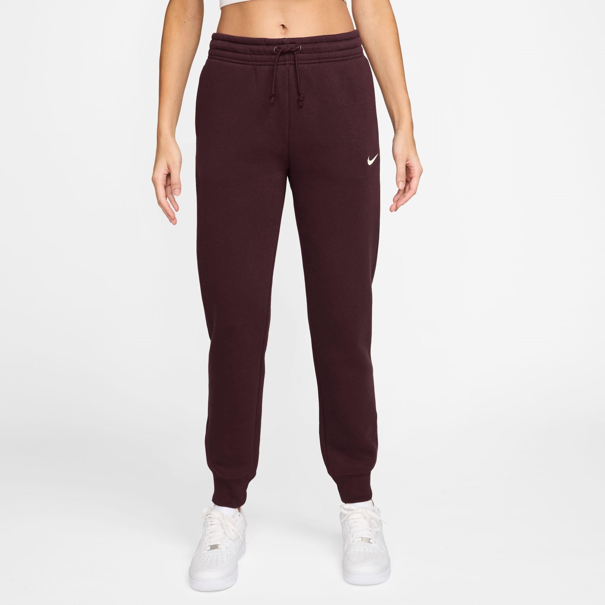 Nike Women's Sportswear Phoenix Fleece Mid-Rise Sweatpants - Burgundy Crush - 12 (M)