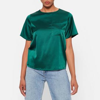 I Saw It First ISAWITFIRST Pocket Front Satin T Shirt