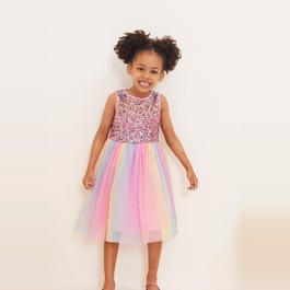 Be You Studio Younger Girls Sequin Tulle Party Dress