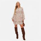 CREAM PAISLEY - red valentino jungle flower dress - ISAWITFIRST Textured Shirred Smock Dress - 2