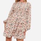 CREAM PAISLEY - red valentino jungle flower dress - ISAWITFIRST Textured Shirred Smock Dress - 4