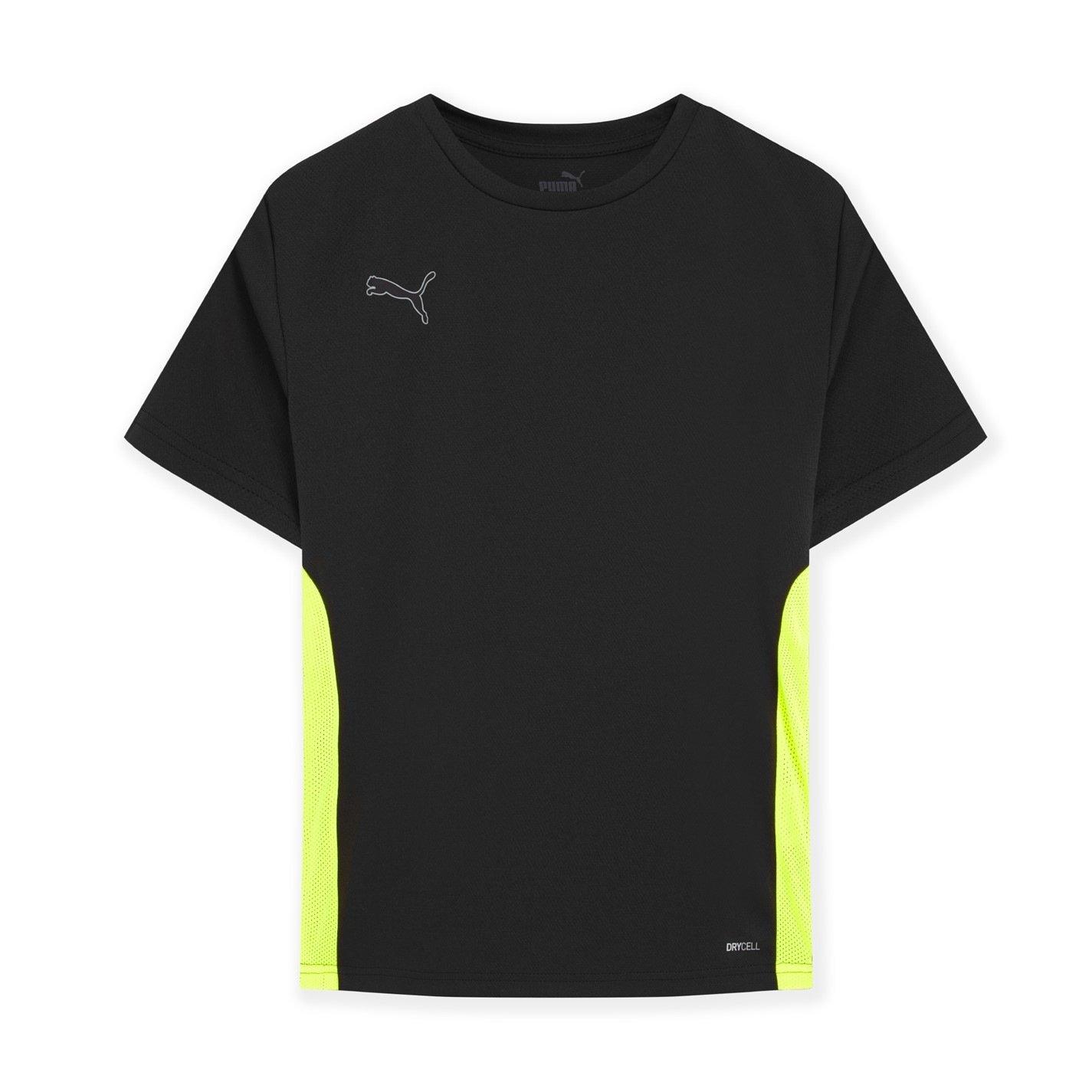 Puma Boys Finesse Training Shirt Juniors - Black/Yellow - 7-8 (S)