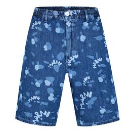 Marni Dripping Lightweight Denim Shorts