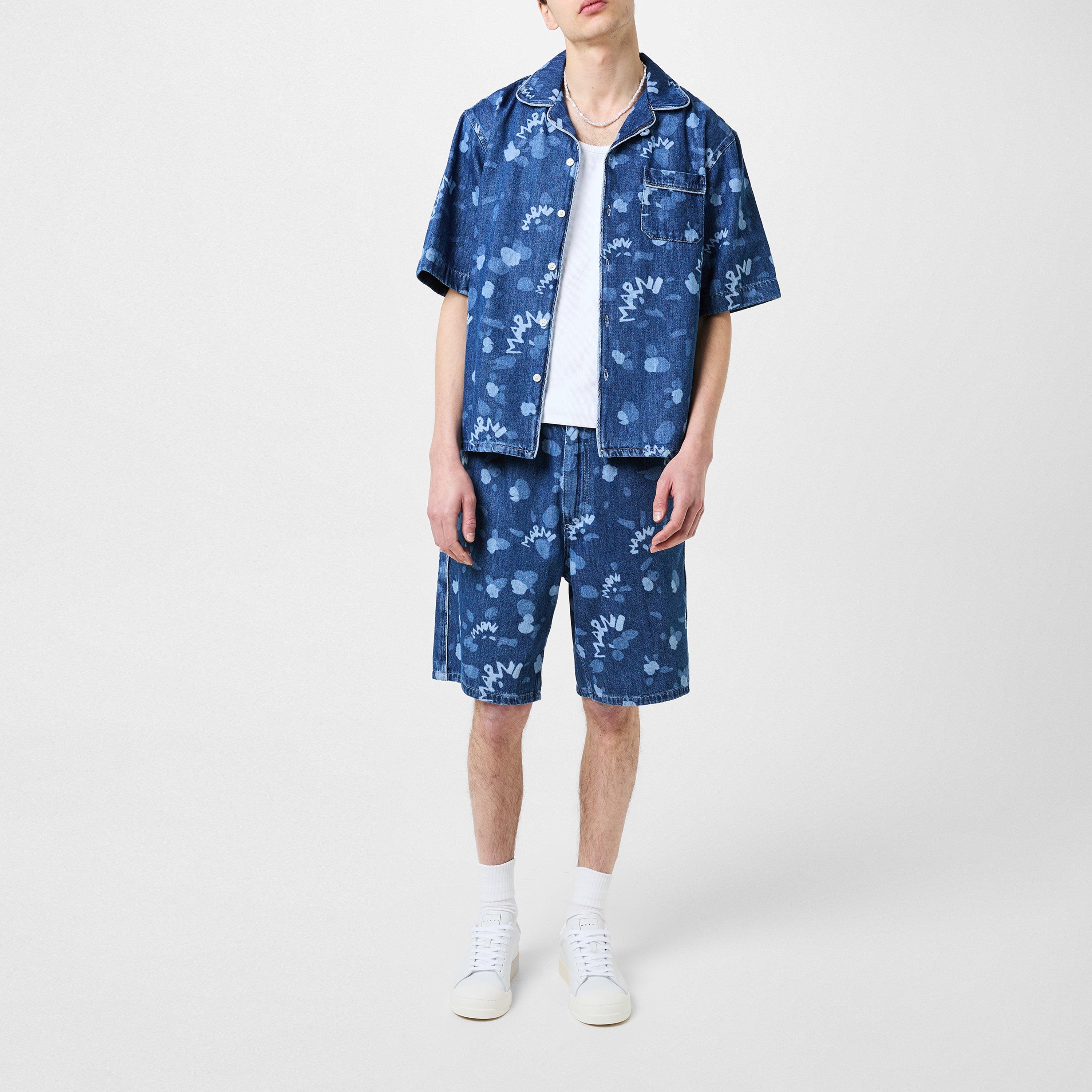 Blue - Marni - Dripping Lightweight Denim Shorts - 2