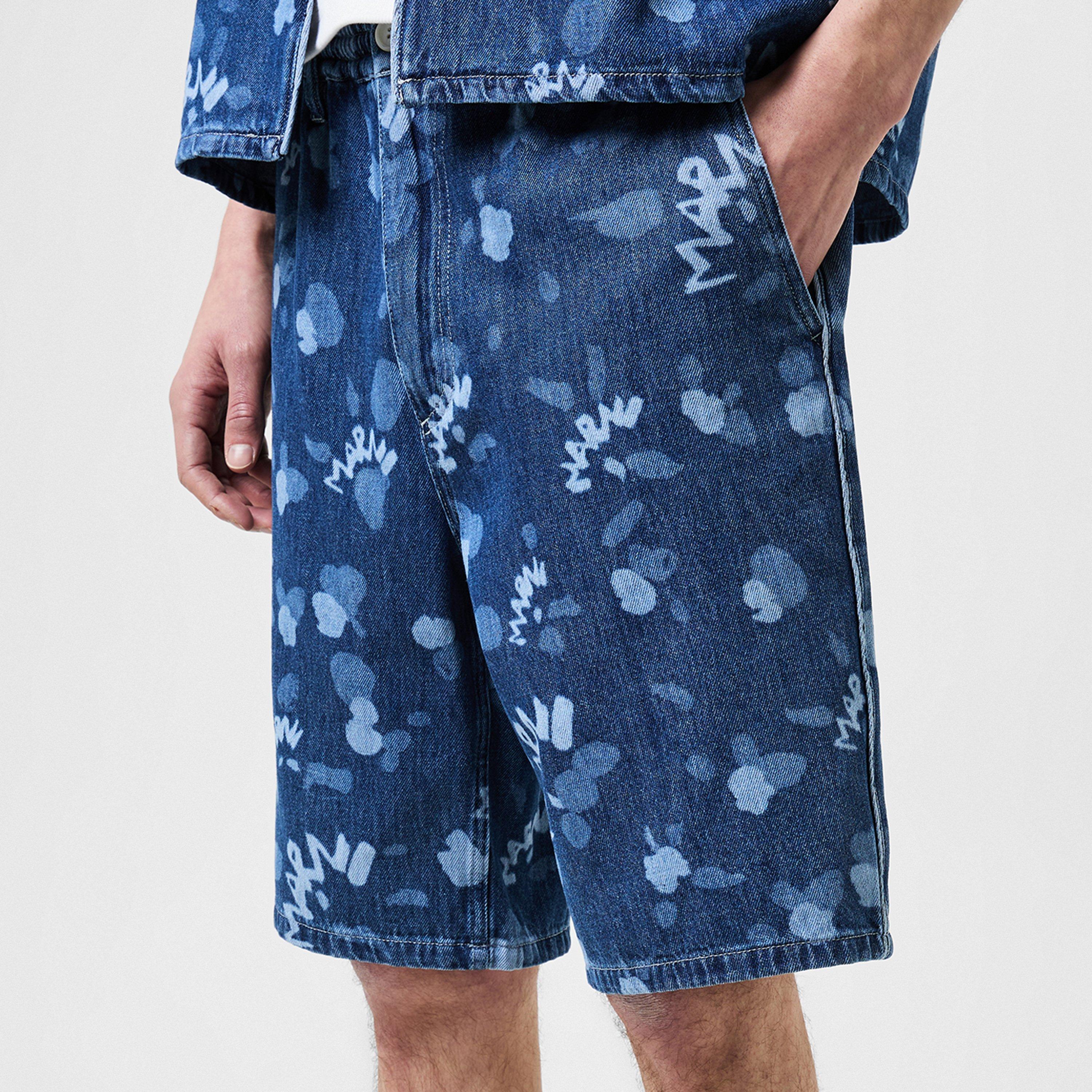 Blue - Marni - Dripping Lightweight Denim Shorts - 4
