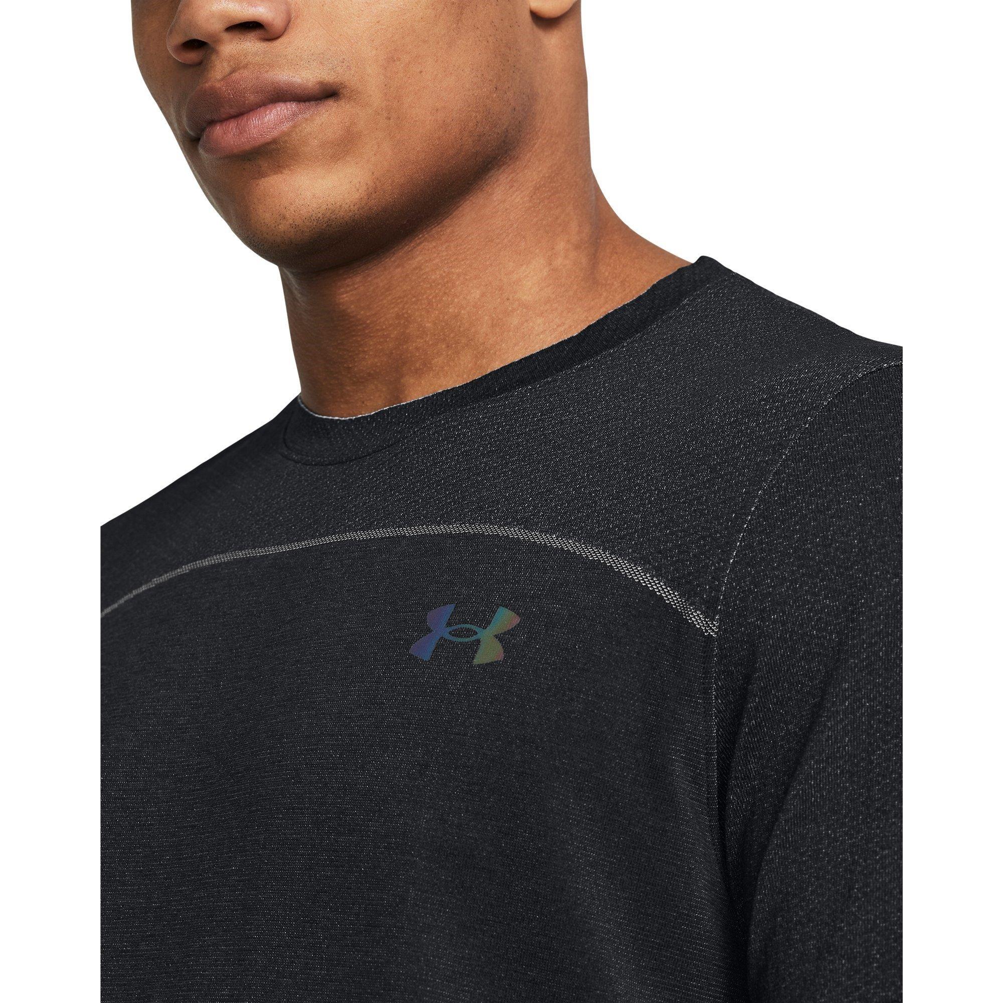 Crna/Modra Siva - Under Armour - Rush Seamless Short-Sleeve Performance Gym Top - 5