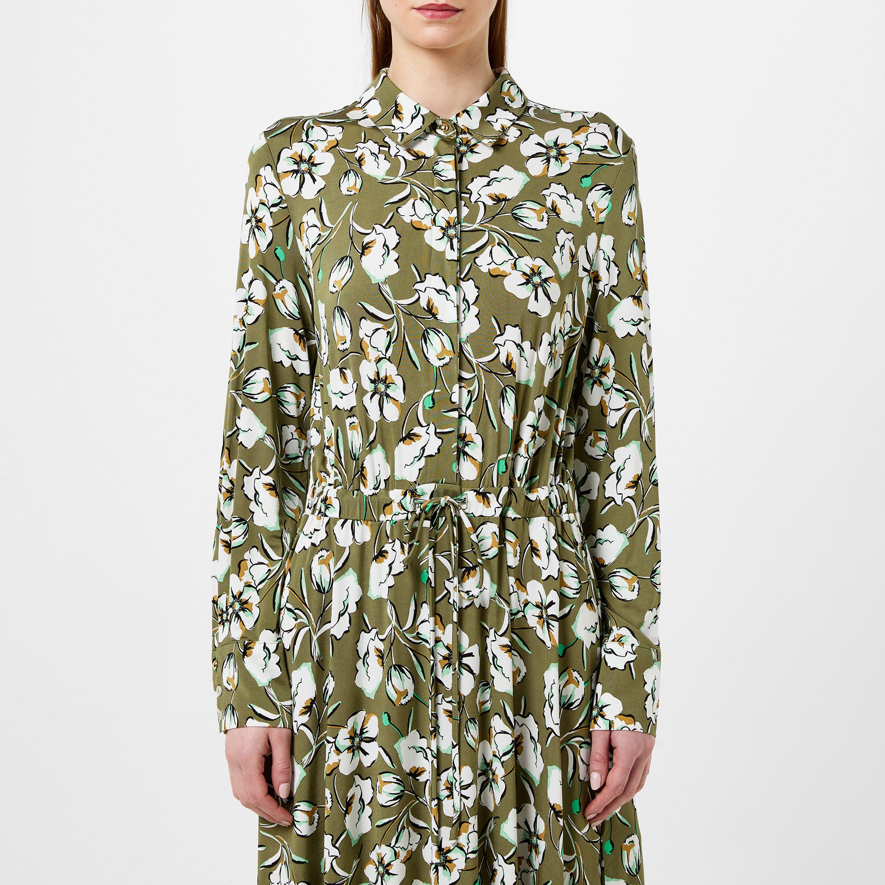 Kaki 002 - Marella - Women's Pluto Floral Jersey Dress - 4