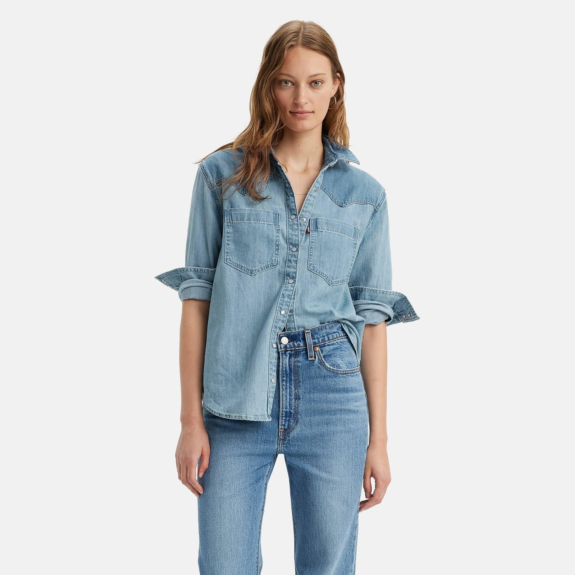 Levis Women's Teodora Western Long-Sleeve Denim Shirt - Clean Craft2 - 8 (XS)