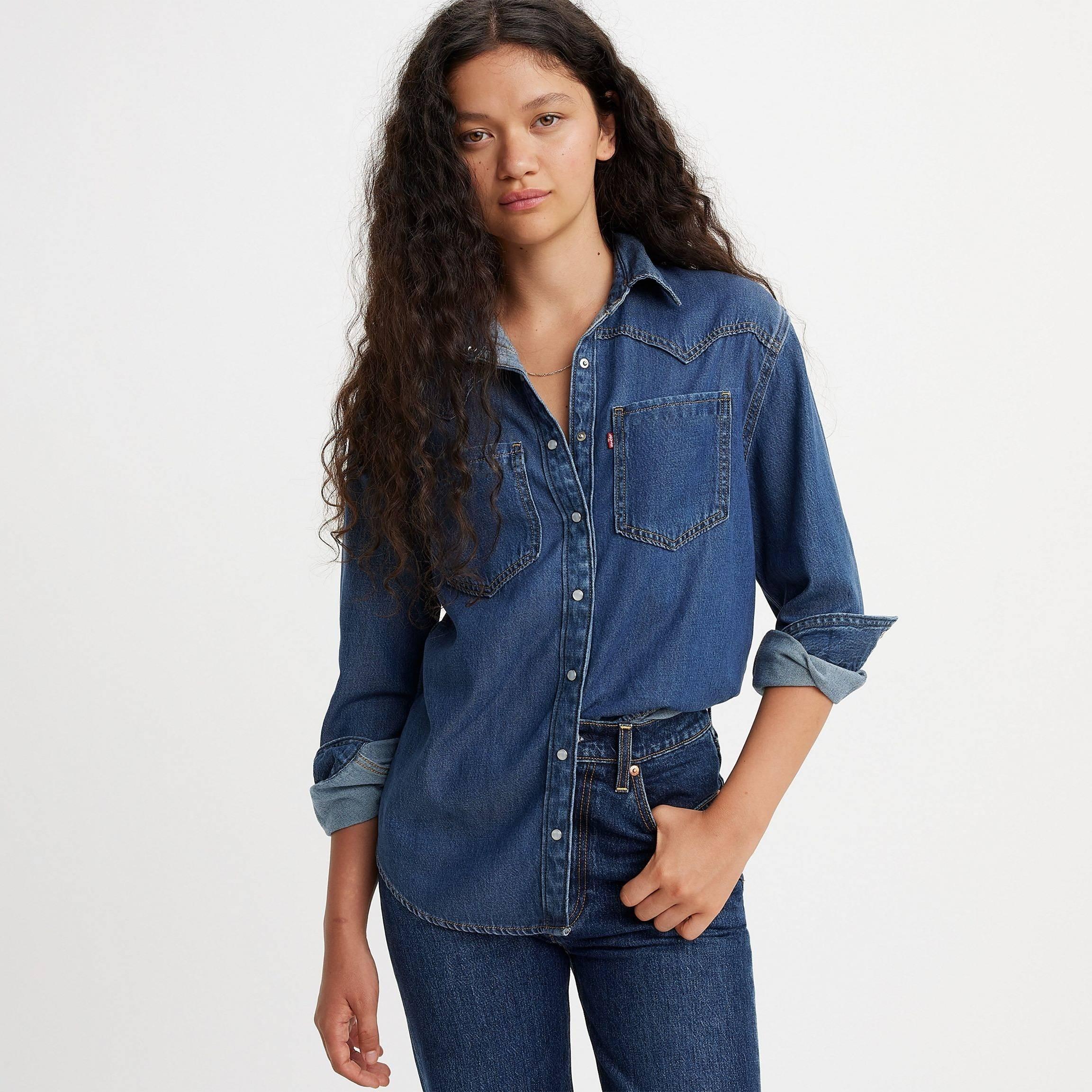 Air Space 5 - Levis - Women's Teodora Western Long-Sleeve Denim Shirt - 2