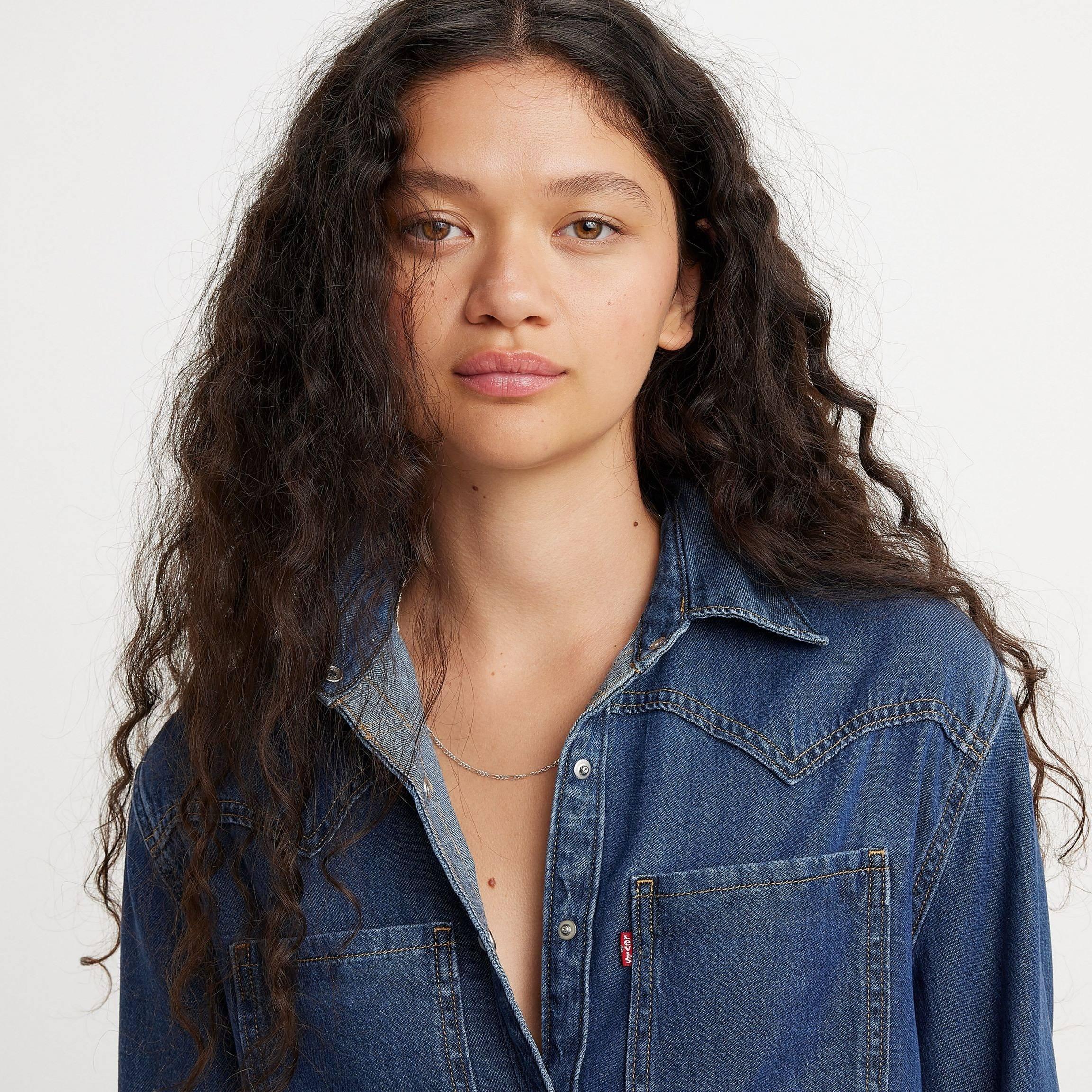 Air Space 5 - Levis - Women's Teodora Western Long-Sleeve Denim Shirt - 3