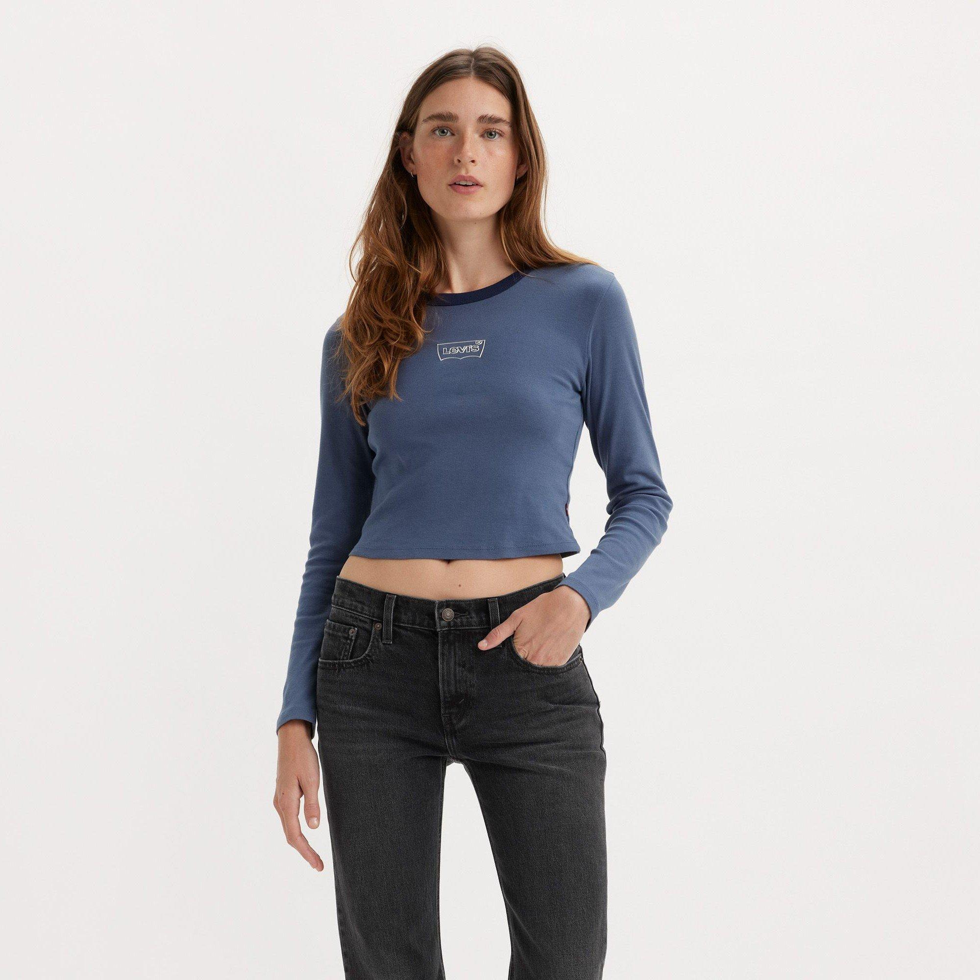 Chrome Outline - Levis - Women's Graphic Long-Sleeve Ringer Crop Tops - 2