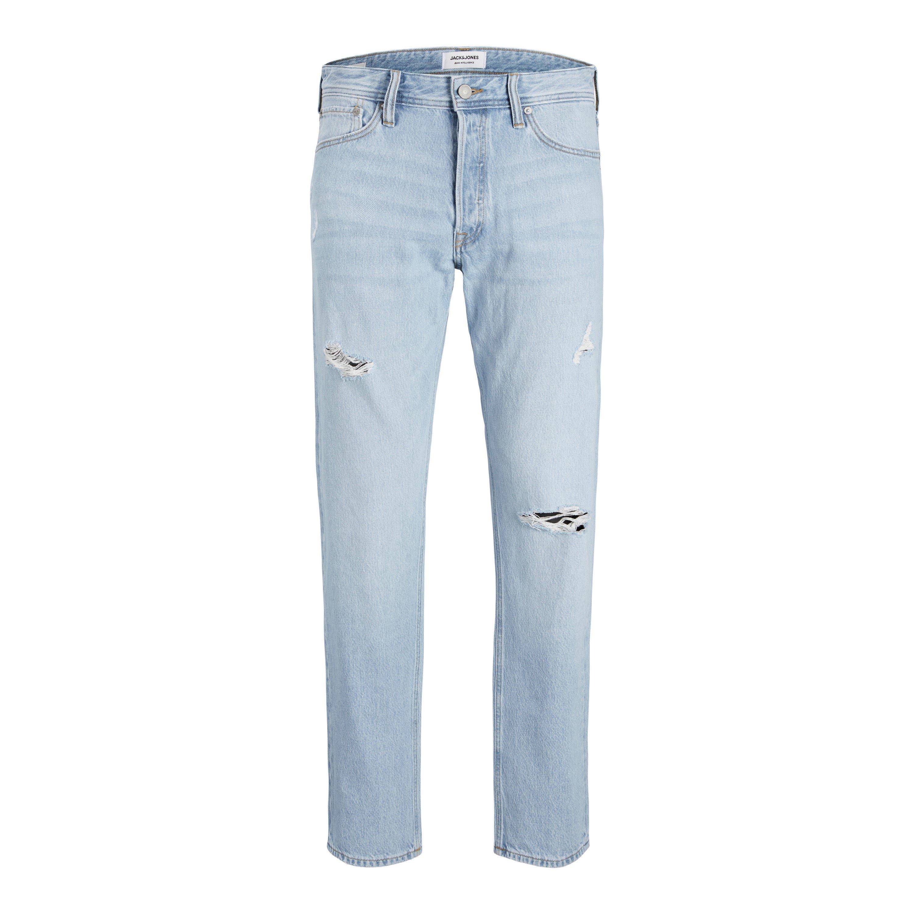 Denim bleu - Jack and Jones - Men's Chris Ripped Straight Leg Jeans - 5