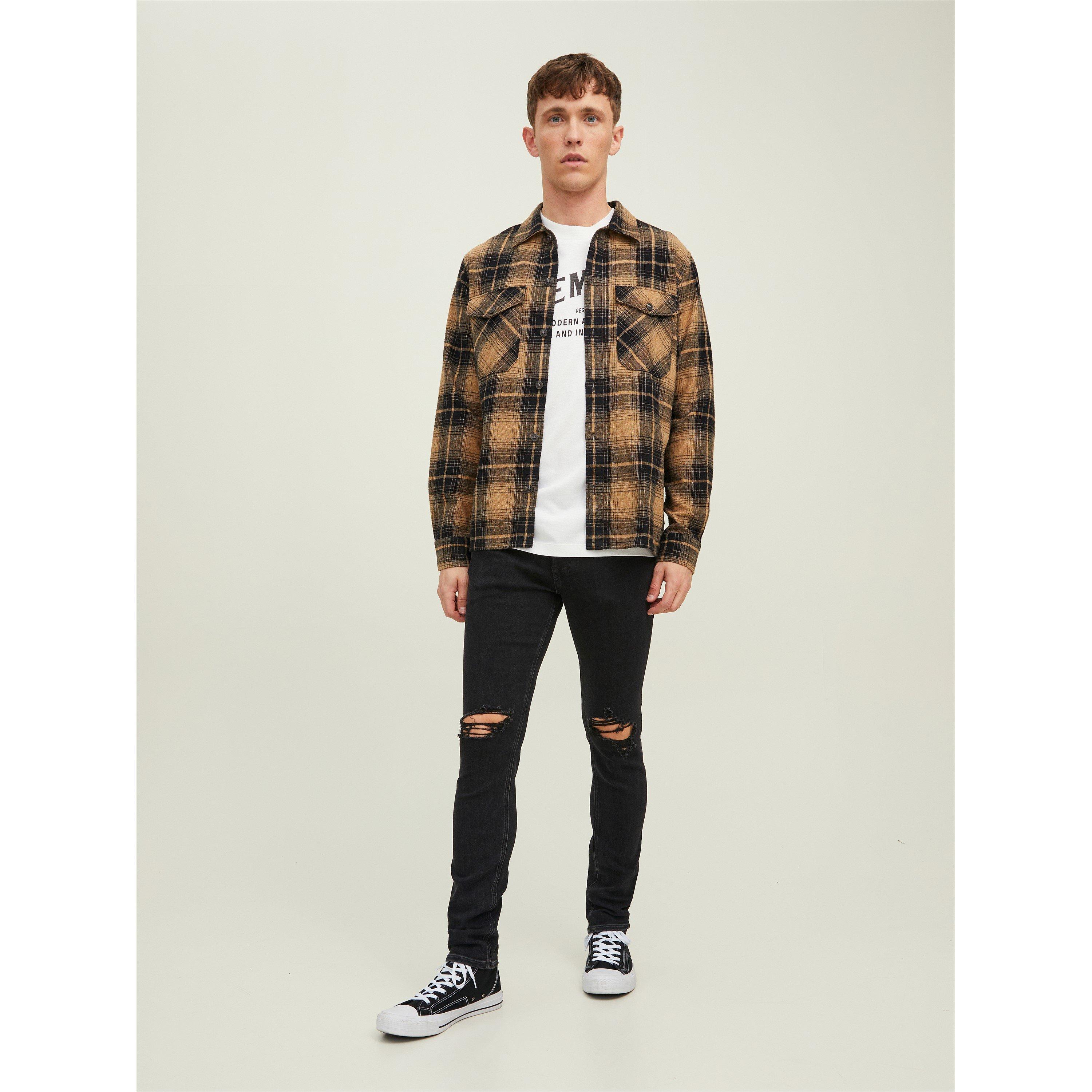 Denim negro - Jack and Jones - Liam Slim Fit Ripped Straight Leg Jeans - 2