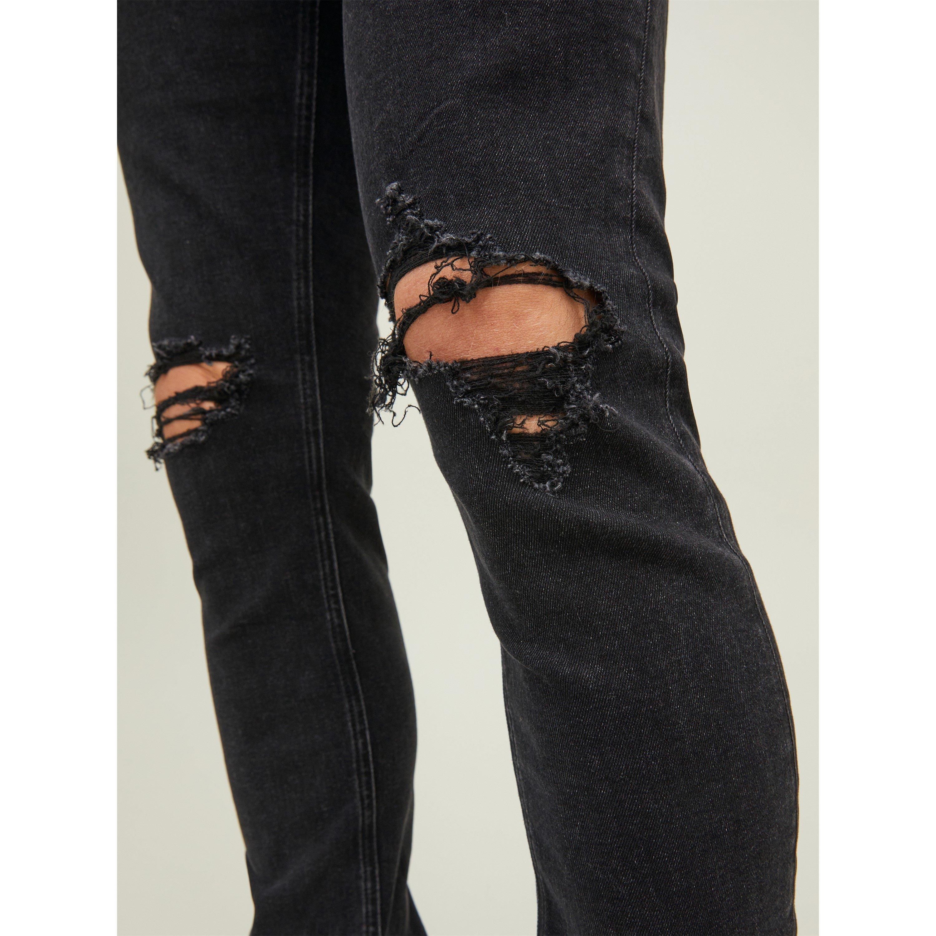 Denim negro - Jack and Jones - Liam Slim Fit Ripped Straight Leg Jeans - 4