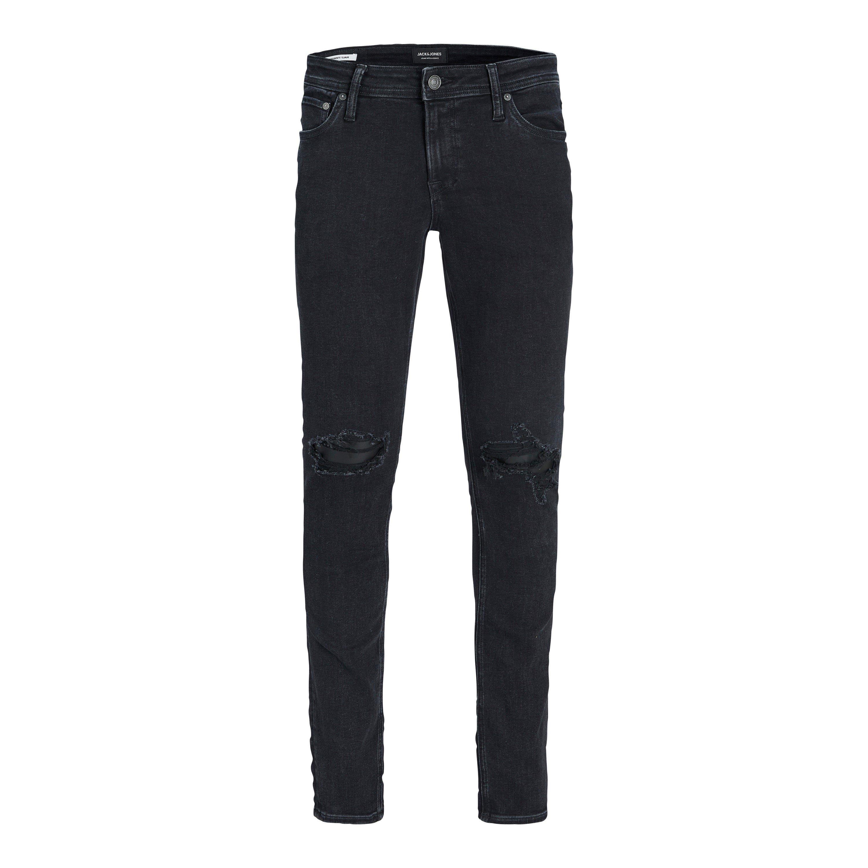 Denim negro - Jack and Jones - Liam Slim Fit Ripped Straight Leg Jeans - 5