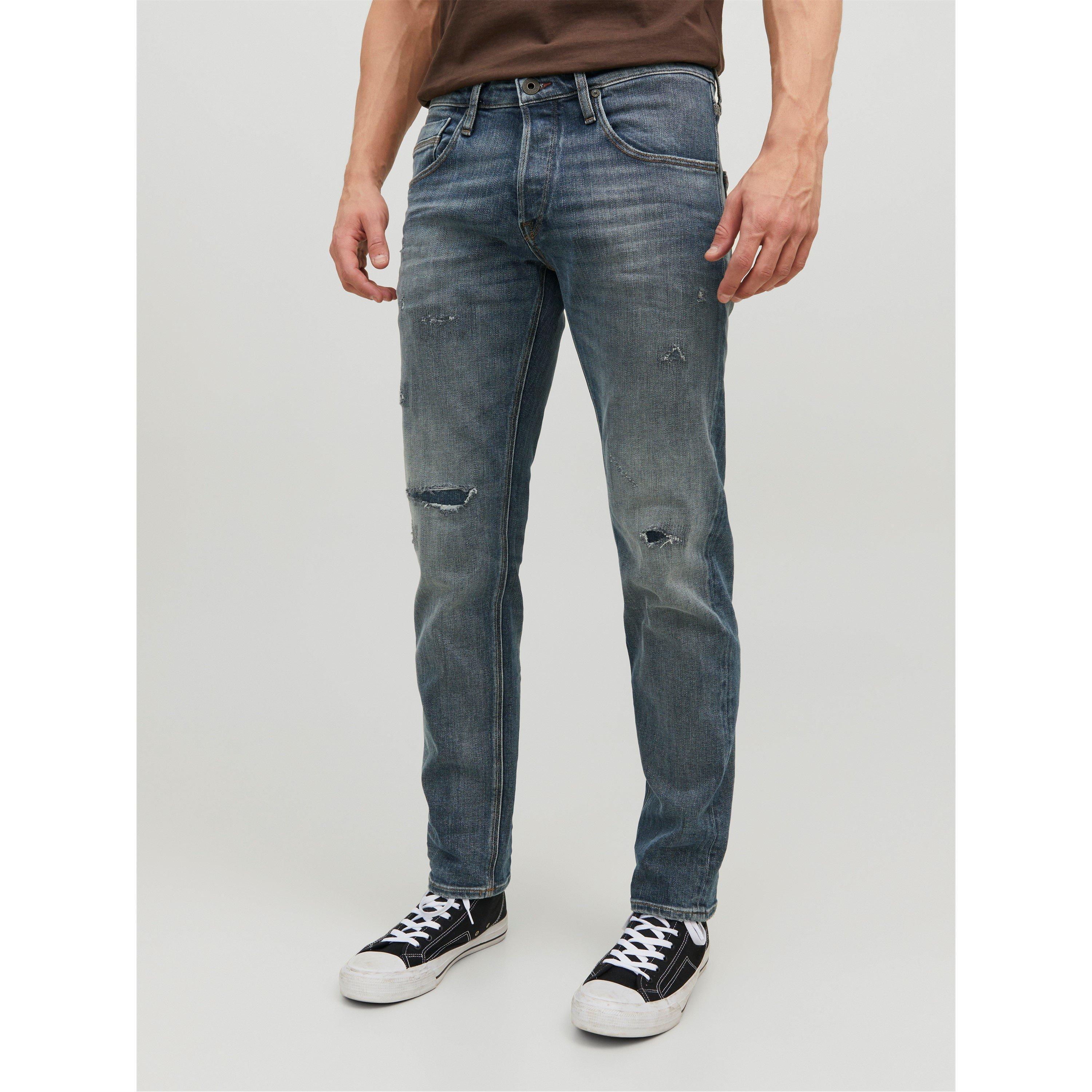 Blauwe Denim - Jack and Jones - Mikewood Ripped Straight Leg Jeans - 1
