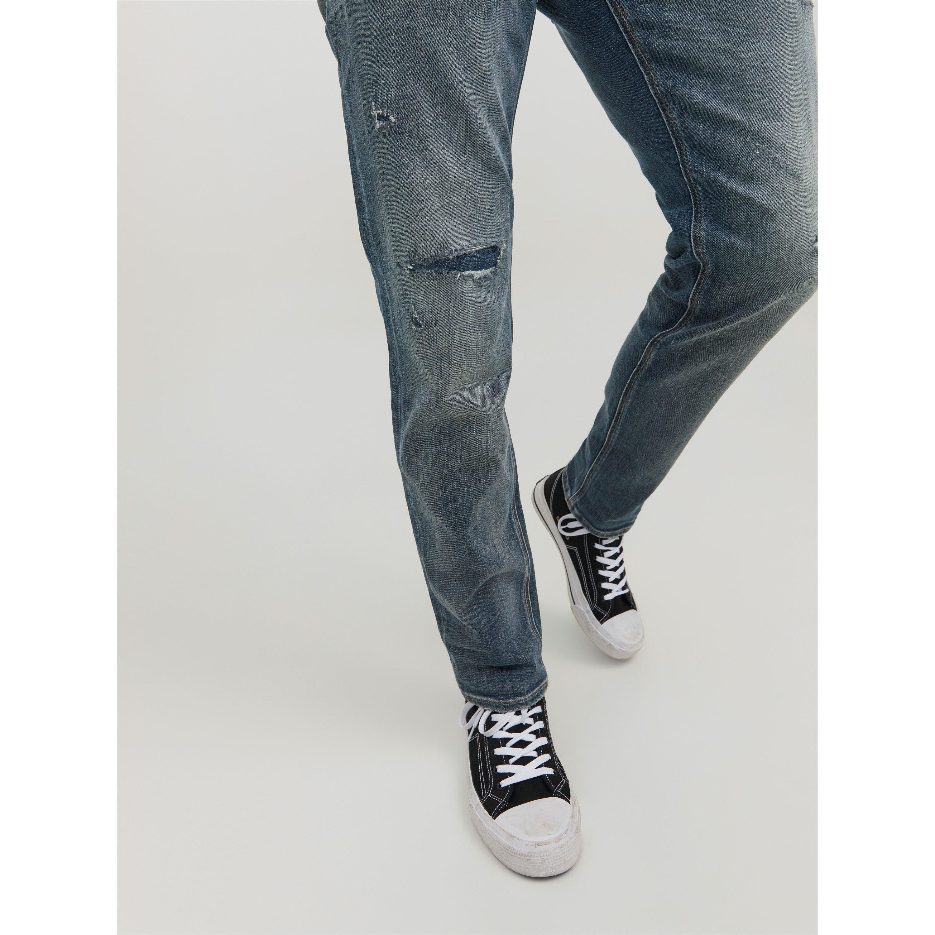 Blauwe Denim - Jack and Jones - Mikewood Ripped Straight Leg Jeans - 4