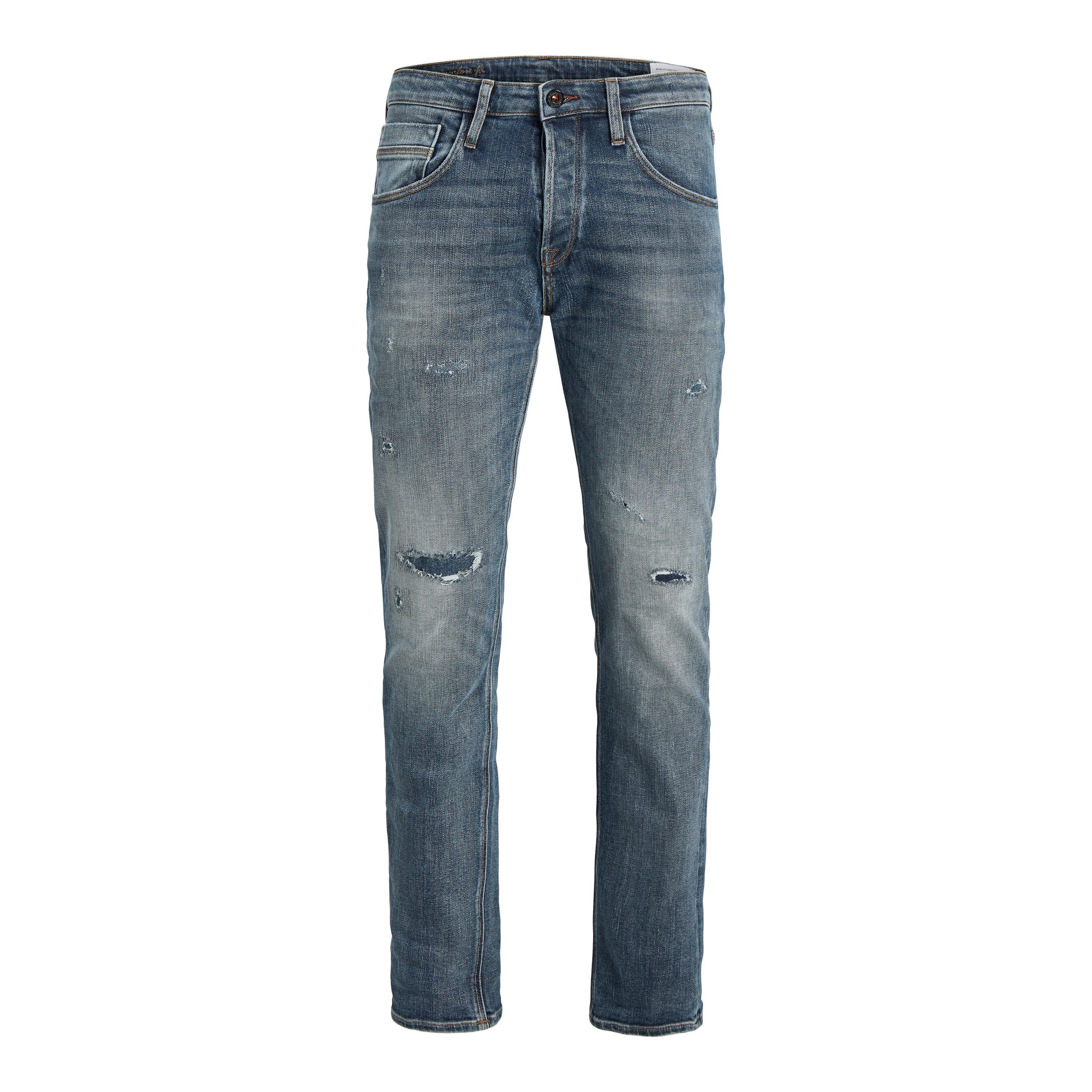 Blauwe Denim - Jack and Jones - Mikewood Ripped Straight Leg Jeans - 5