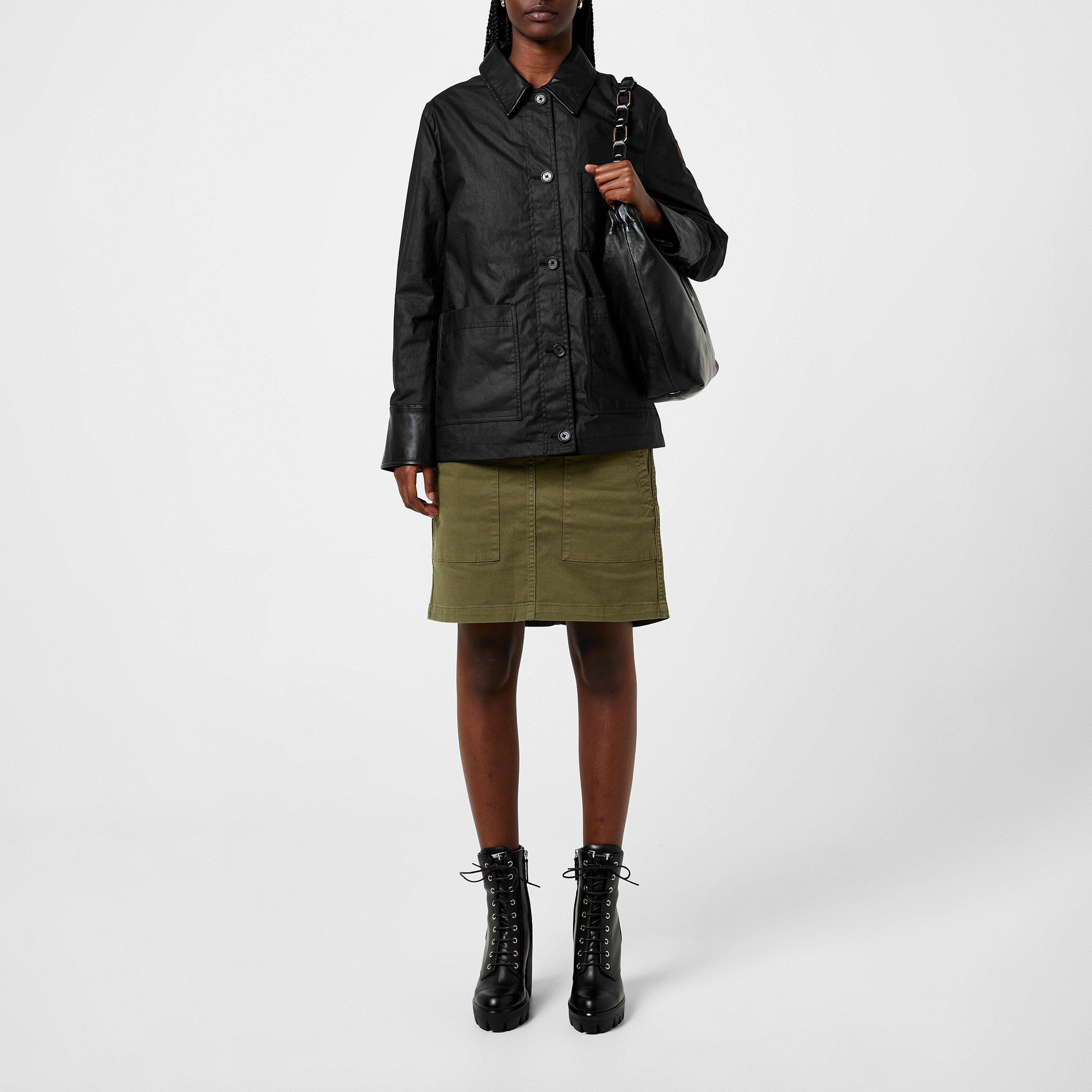 Black - Belstaff - Women's Tent Waxed Cotton Long Sleeve Mid-Length Wax Jacket - 4