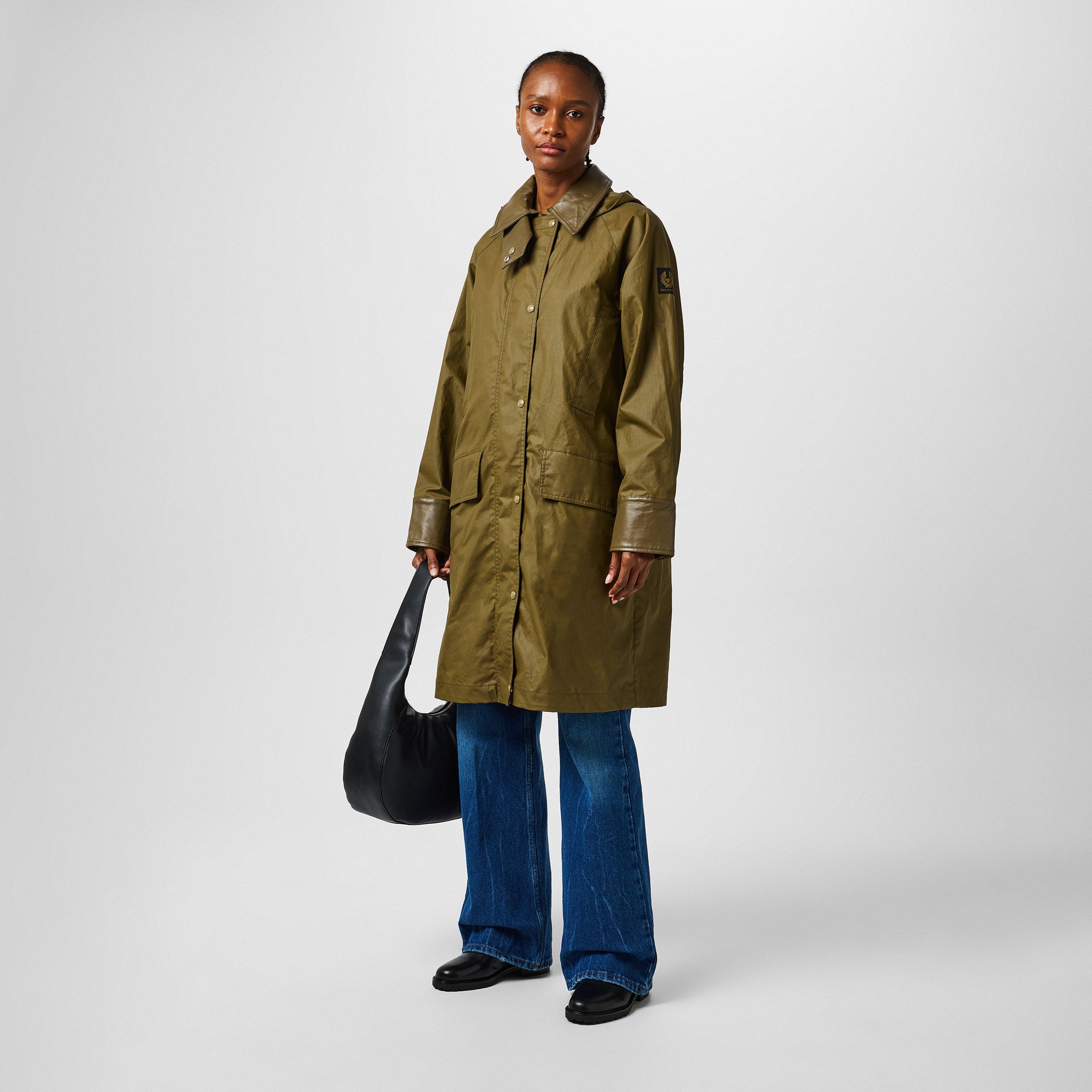 Aloe - Belstaff - Women's Acer Water Resistant Cotton Long Sleeve Mid-Length Wax Jacket - 4