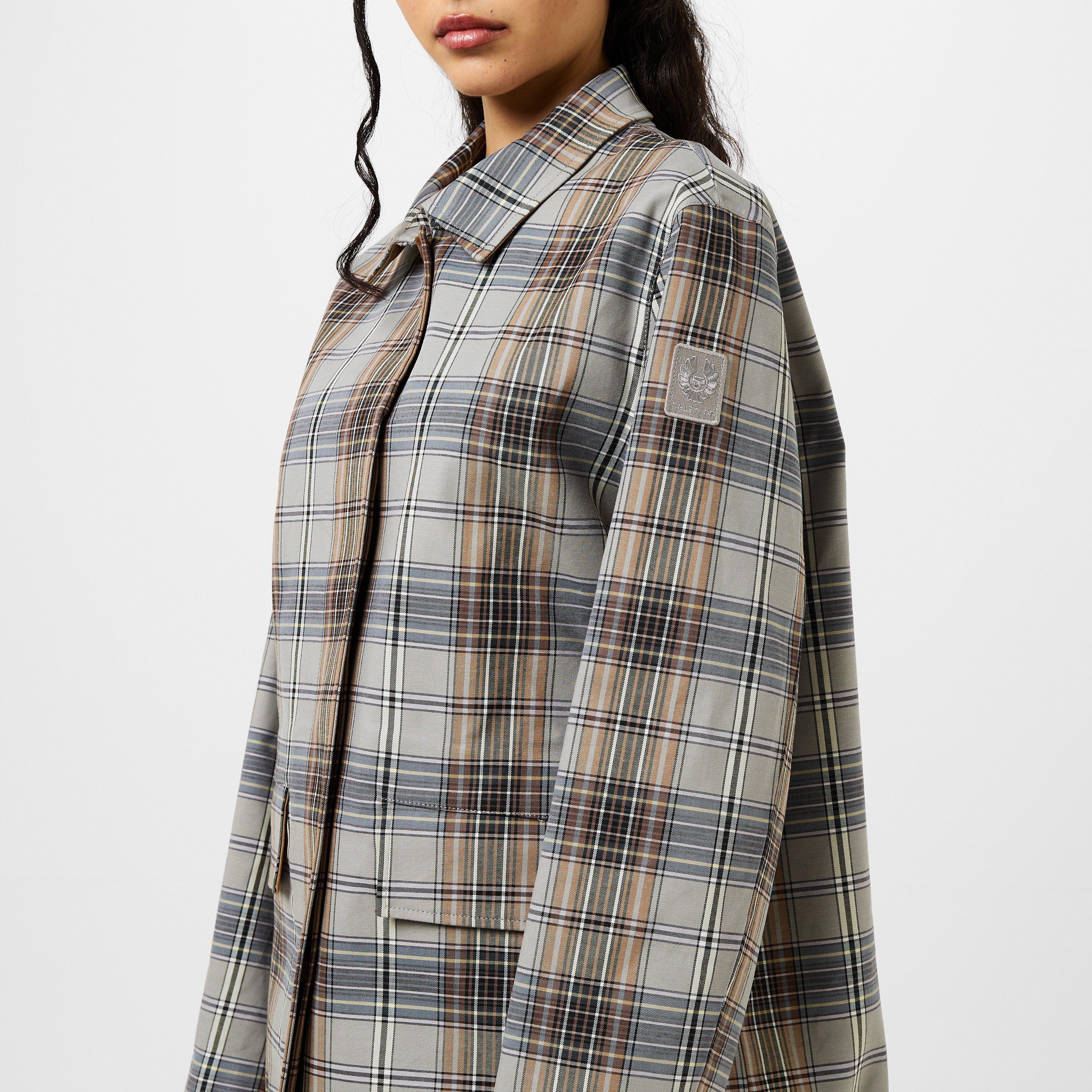 Cloud Grey/Aloe - Belstaff - Women's Ellwood Cotton Mid-Length Long Sleeve Overcoat - 3