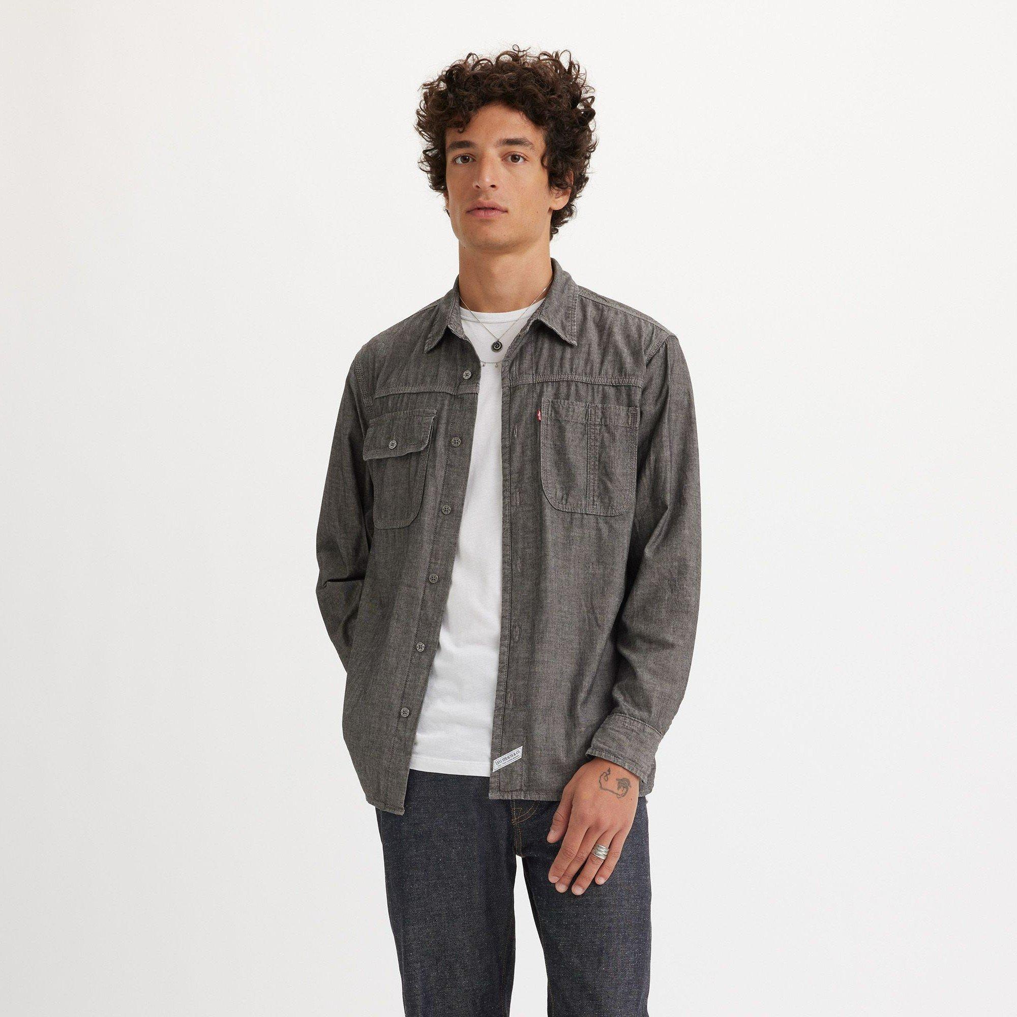 Levis Men's Auburn Worker Chambray Long-Sleeve Denim Shirt