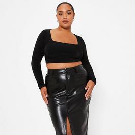 Masquer les filtres ISAWITFIRST Double Layered Square Neck Slinky Crop Top