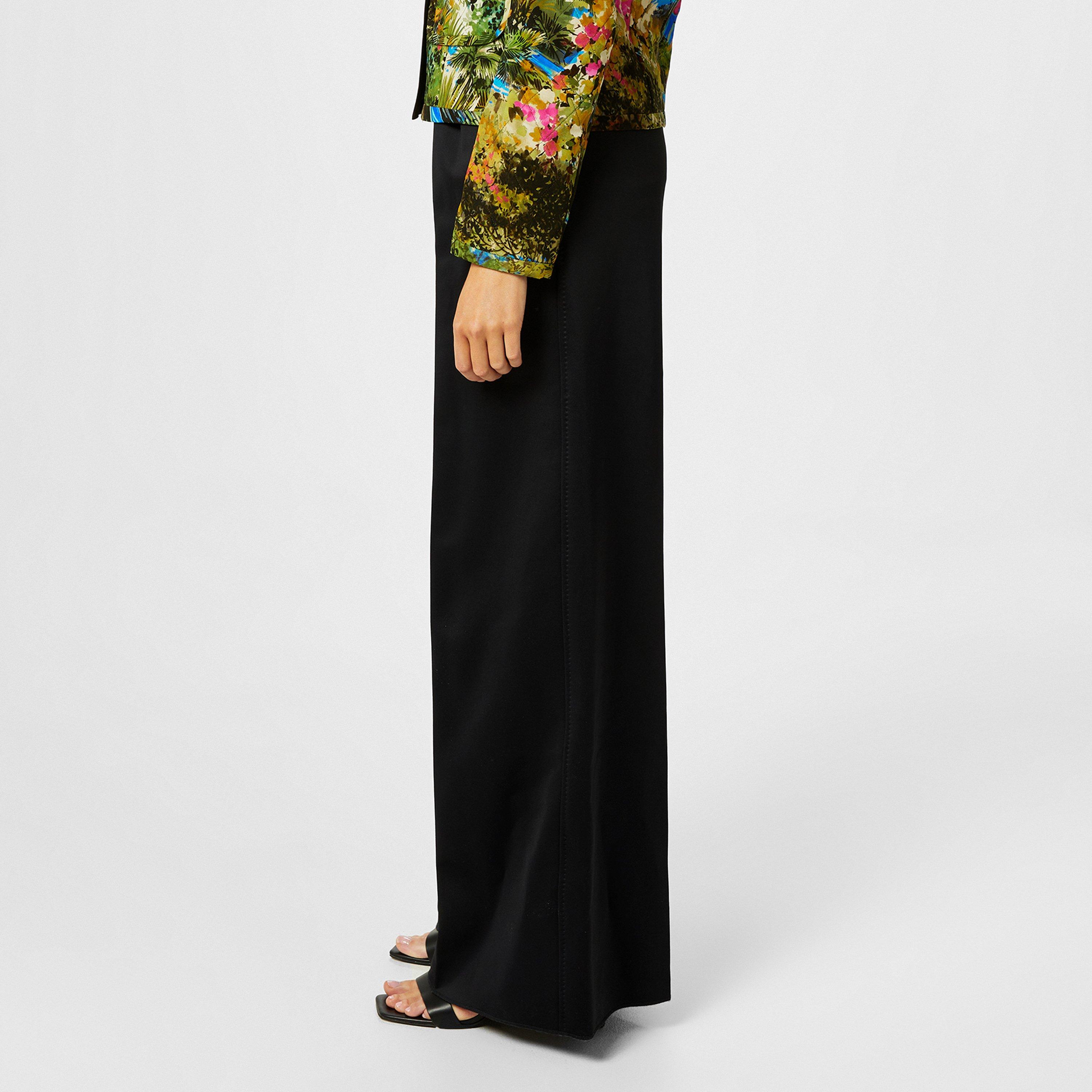 Black 001 - Max Mara - Zinnia Pleated Jersey Wide-Leg Pants - 2